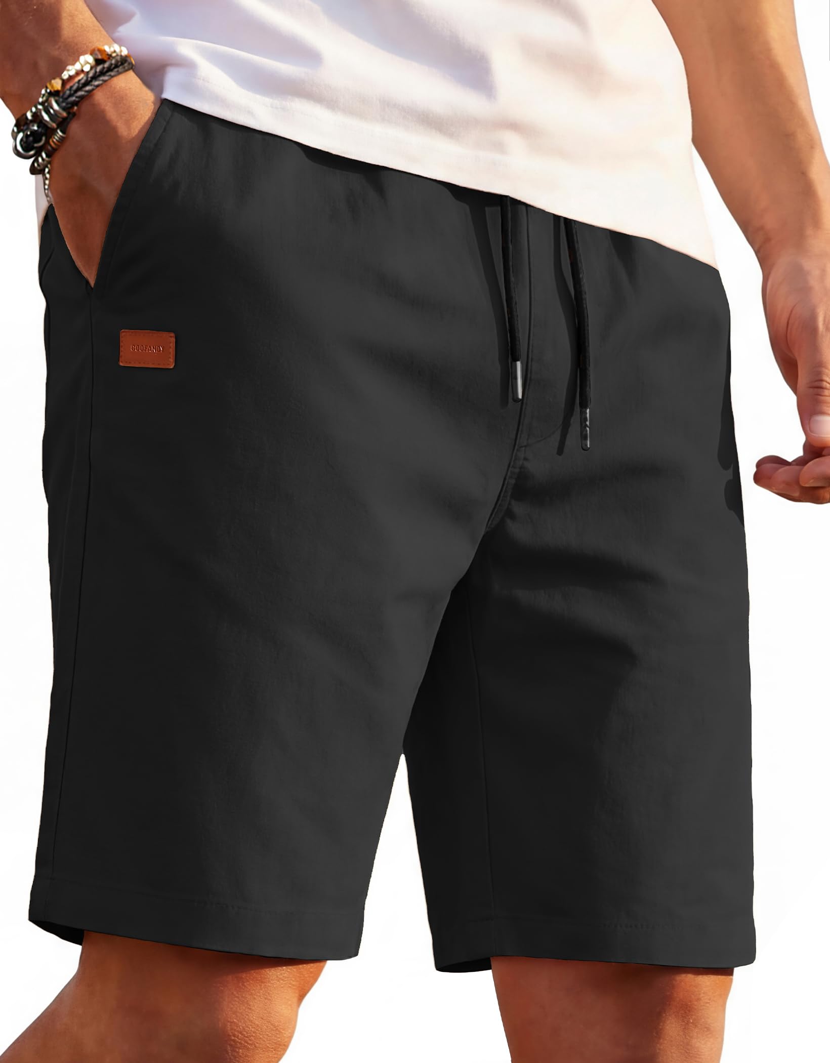 COOFANDY Mens Casual Shorts Cotton Drawstring Elastic Waist Lightweight Summer Beach Shorts with Pockets