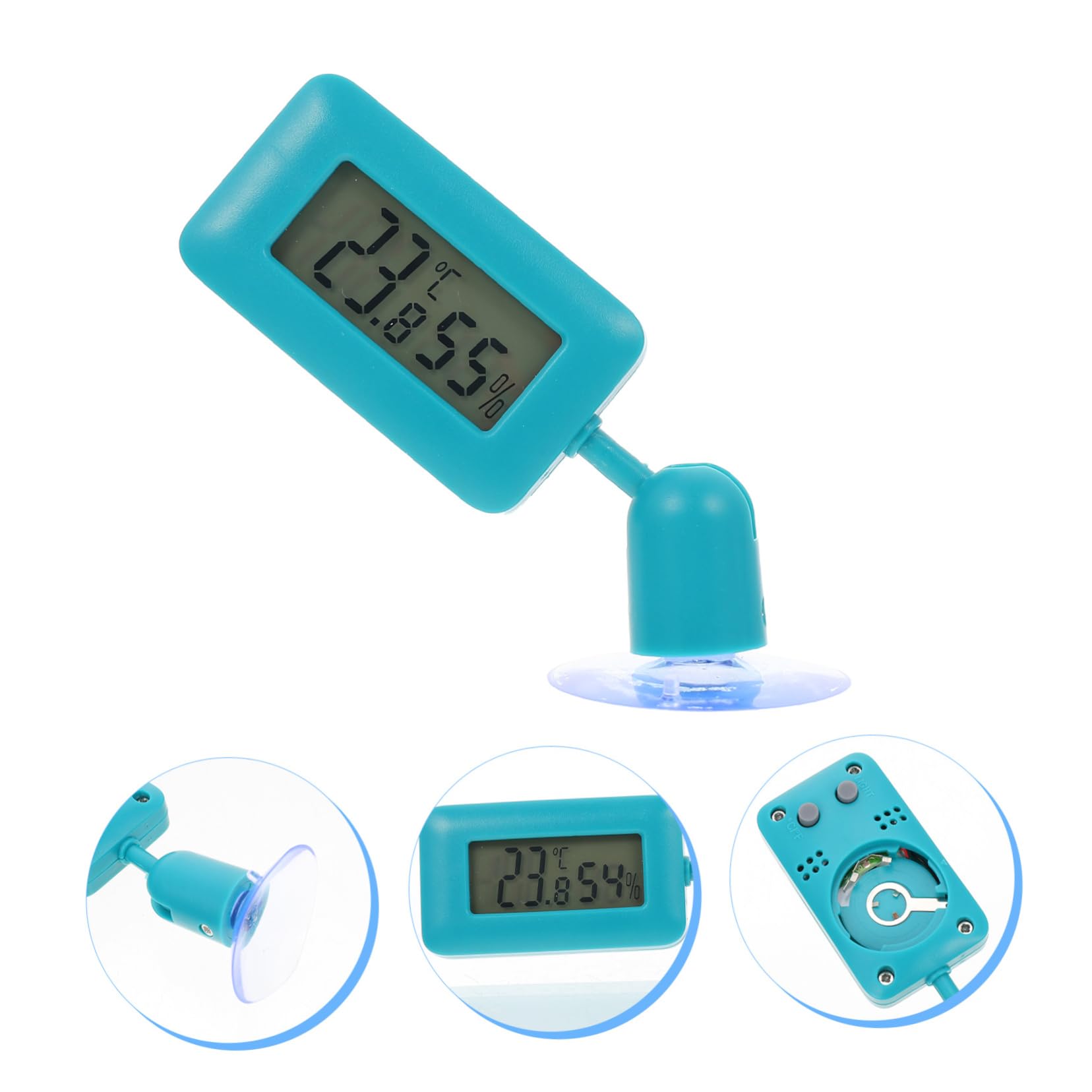 Housoutil 4stücke Reptilien-terrarium Thermometer Mit Großer Anzeige Drehbare Nachtsicht Praktischer Saugnapf Präzise Temperaturmessung Für Bearded Dragon Und Andere Reptilien
