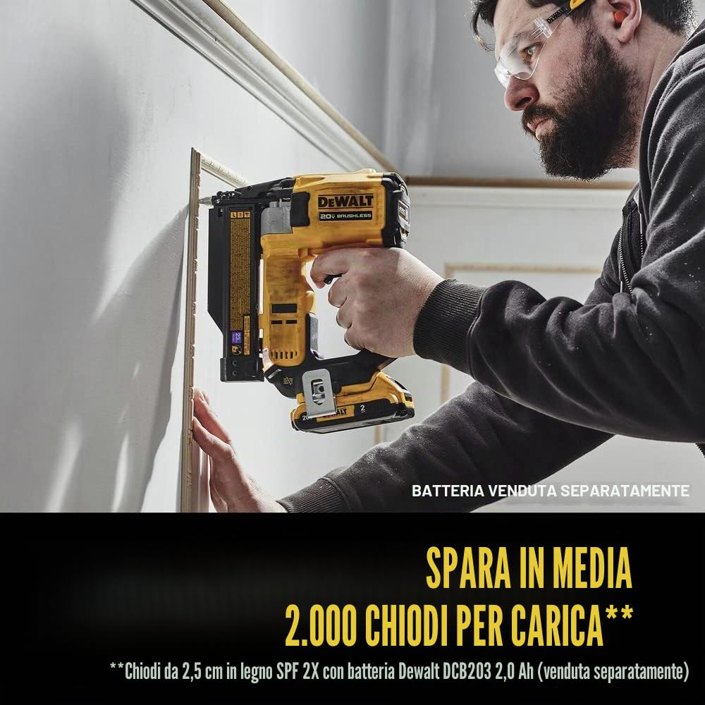 DEWALT Atomic Compact Series 20V MAX* Chiodatrice senza spazzole senza fili 23 GA (solo utensile) (DCN623B)