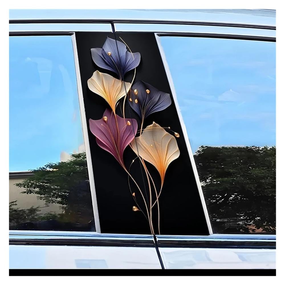 Dabhuoc One Color Car Parts 2Pcs Car Door Post Decals Flower Pattern Scratch Resistant Film