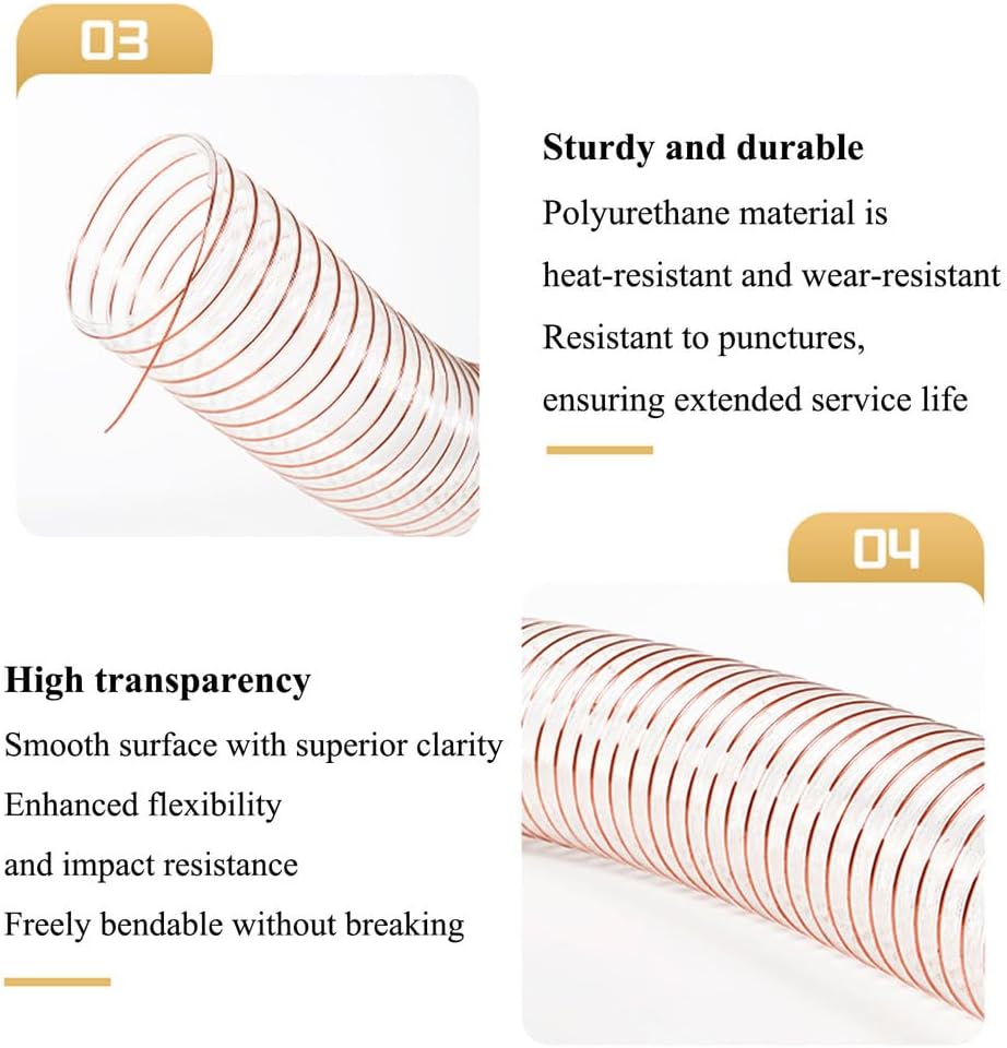 Flexible PU Dust Collection Hose, ID 90-105Mm, Length 1M for Industrial, Woodworking and Shop Vacuum,ID 105mm x WT 0.93mm
