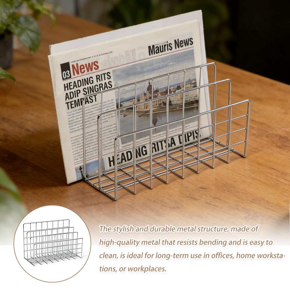 2 Pezzi Portadocumenti in Ferro Magazine Storage Rack Rack di Riempimento Verticale di File in Ferro 3 Griglia Supporto per Documenti Portariviste Sorter Mail Organizer per Posta,Libri,Brochur