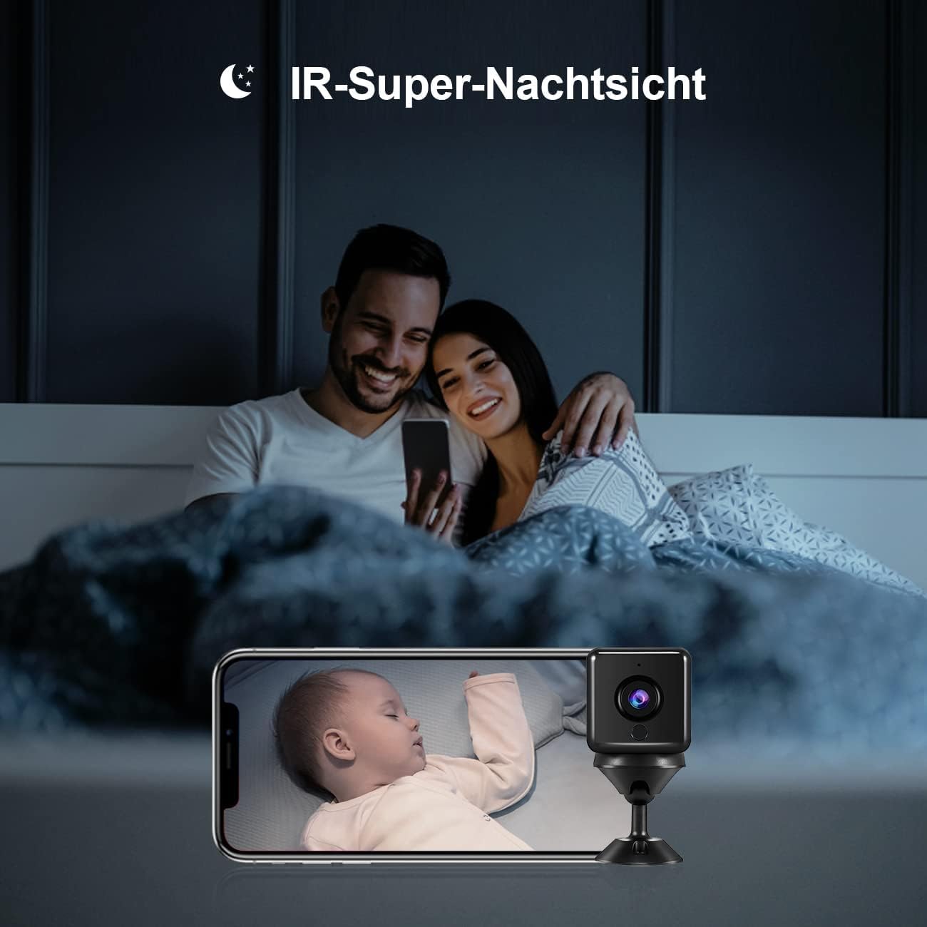 AOBOCAM Mini Kamera, 4K HD WLAN Überwachungskamera Innen WiFi Kamera Live Übertragung Handy APP Für Micro Camera Indoor Mit Akku Kompakte Kleine Sicherheitskamera mit Bewegungsmelder/Nachtsich