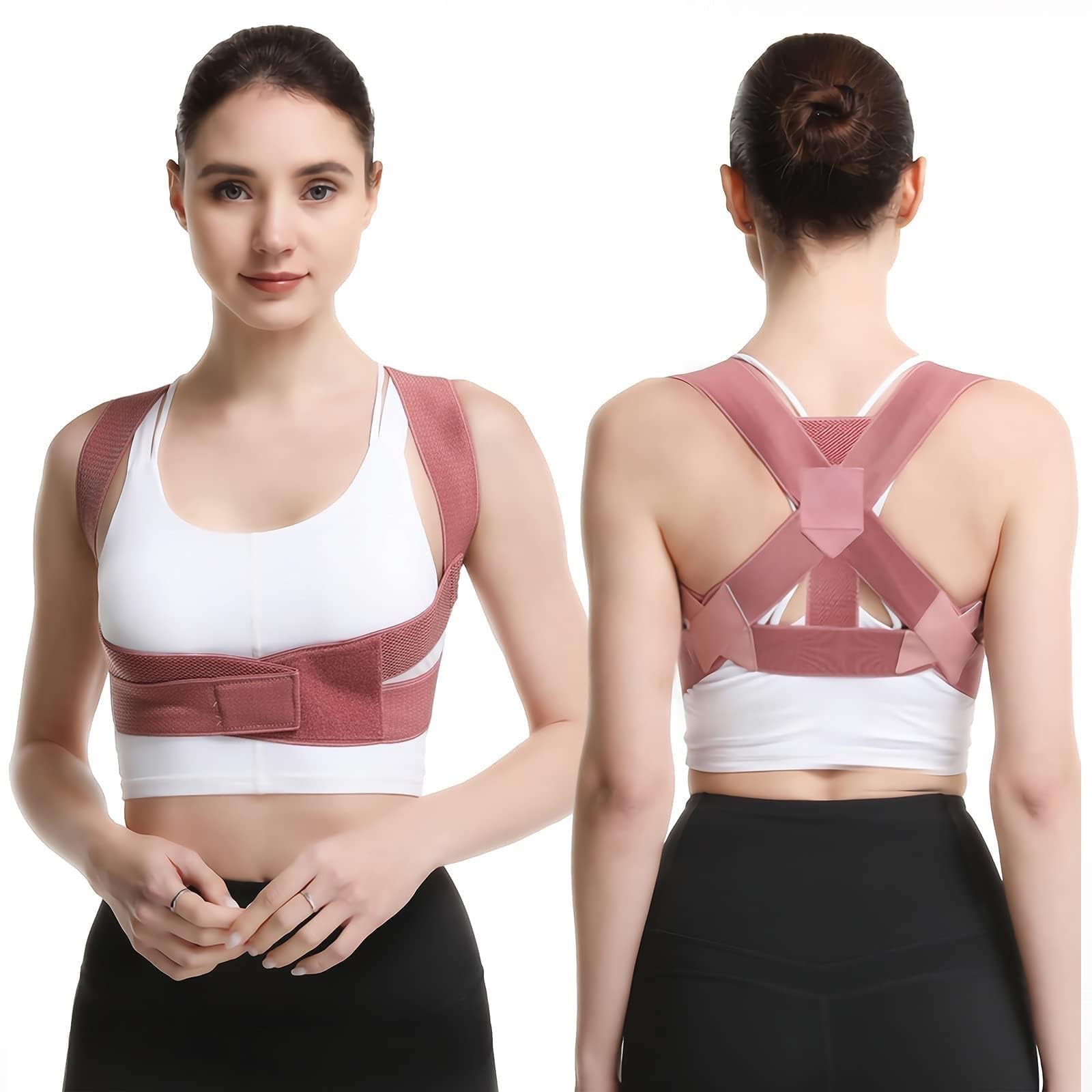 Corrector de postura para mujeres y hombres, soporte de postura espinal, postura de fisioterapia ajustable, soporte invisible para la parte superior de la espalda para alivio del dolor de clavícula,