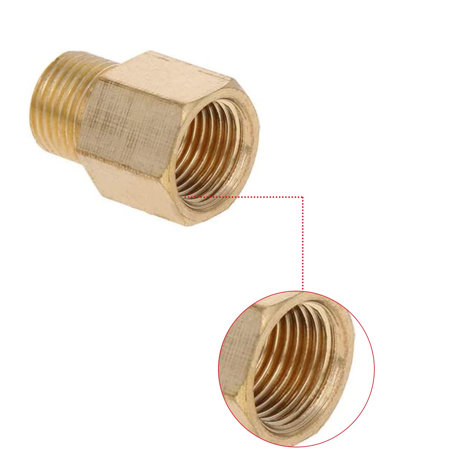 Raccordo Tubo Maschio Femmina Ottone Boccola Esagonale In Ottone – Raccordo Riduzione NPT 1/4 Maschio X 1/8 Femmina – Confezione Da 5 Pezzi – PRO-EDGE INDUSTRIAL Boccola Ottone Riduzione - Foto 2