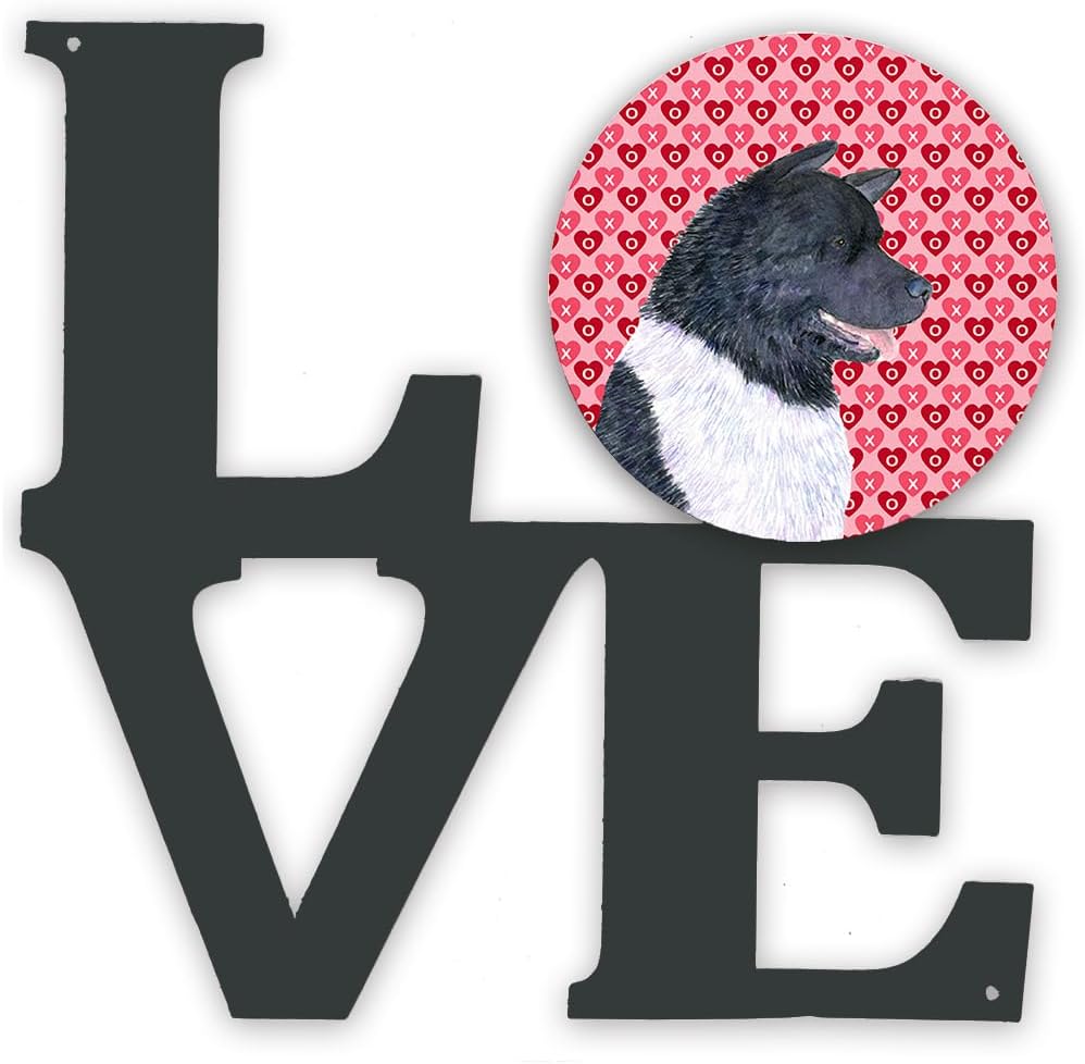 Caroline's Treasures SS4521WALV Akita Hearts Love and Valentine's Day Portrait Metal Wall Artwork Love Indoor Outdoor Art Decor Patio, Bathroom, Kitchen Colorful Aluminum and Black Steel Sculpture