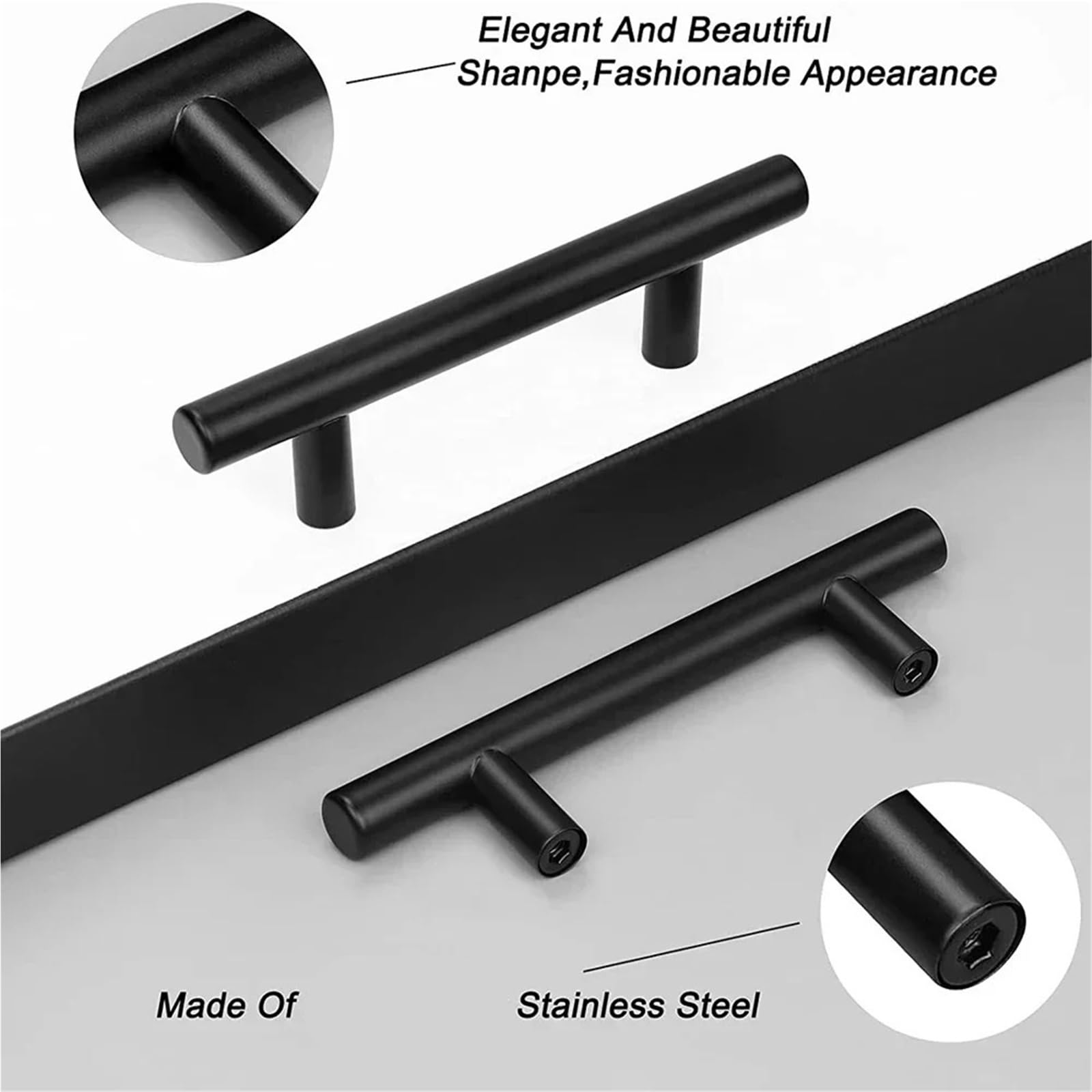 4 tiradores de armario acero inoxidable negro mate for cajones cocina Para Armarios De Cocina(Black 160mm)