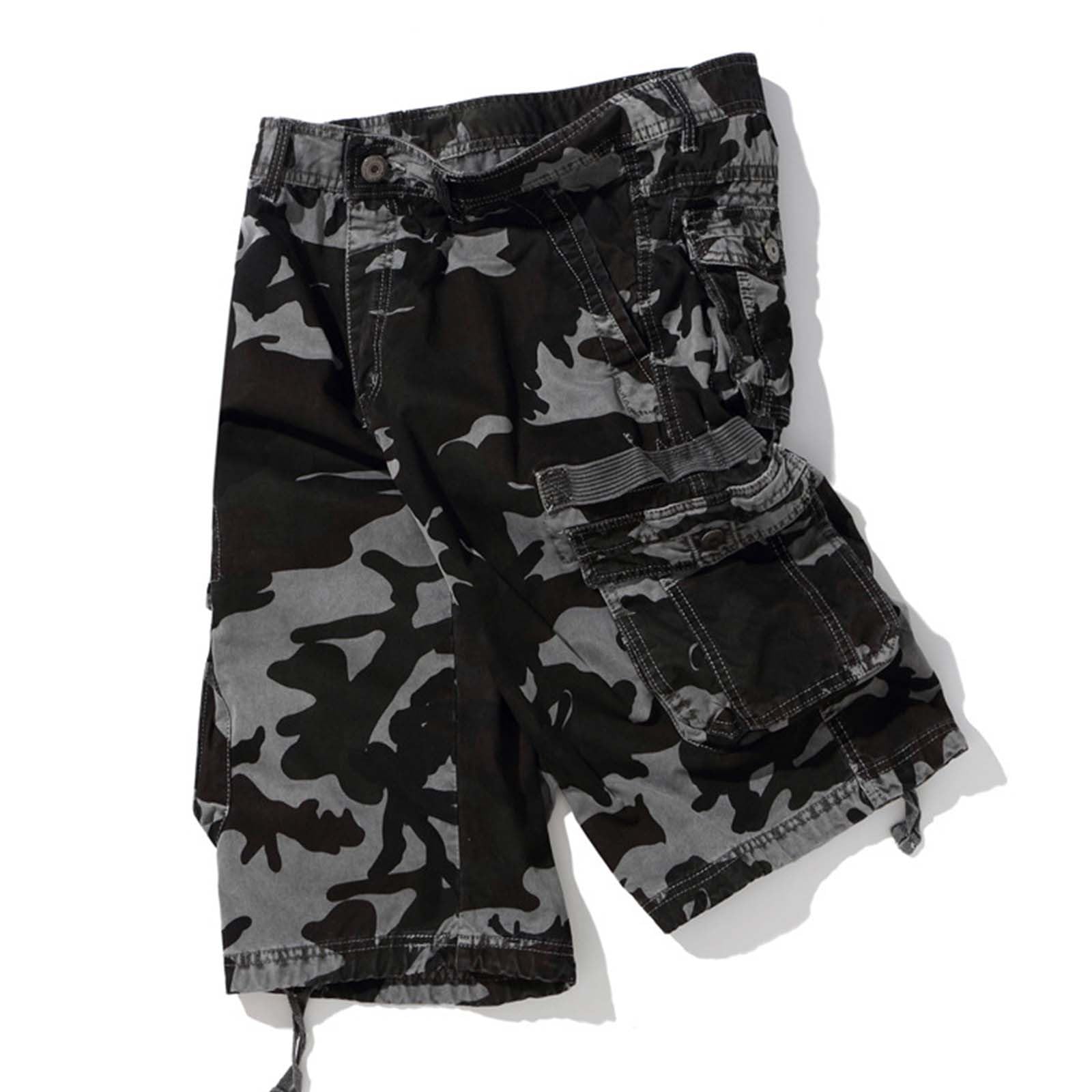 Pantalones cortos cargo de camuflaje para hombre, pantalones cortos de trabajo de camuflaje para hombre, pantalones tácticos retro para exteriores, pantalones cortos casuales de verano, senderismo
