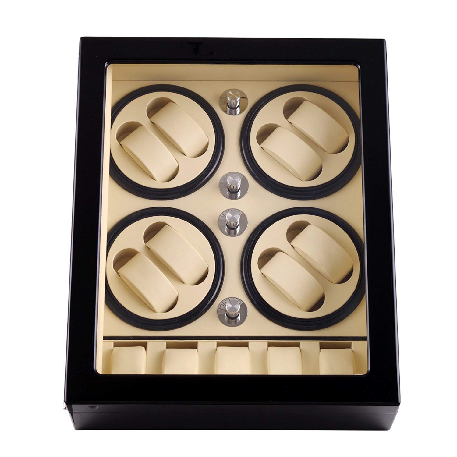 SBCGFY Watch Winders, Automatic Watch Winder Box Black 8+5,Silent Battery Operated Watches Cases Watches Boxes Winders Display Storage Black,