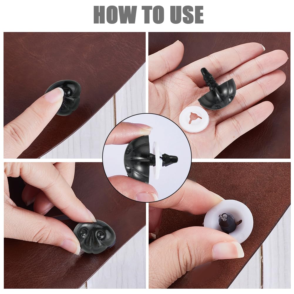 GORGECRAFT 20 stuks grote matte zwarte knutselscharen hondenneus 24,5 mm gehaakte poppenogen voor Amigurumi-knutselpoppen, poppen, knuffelbeer, knutselbenodigdheden met sluitringen