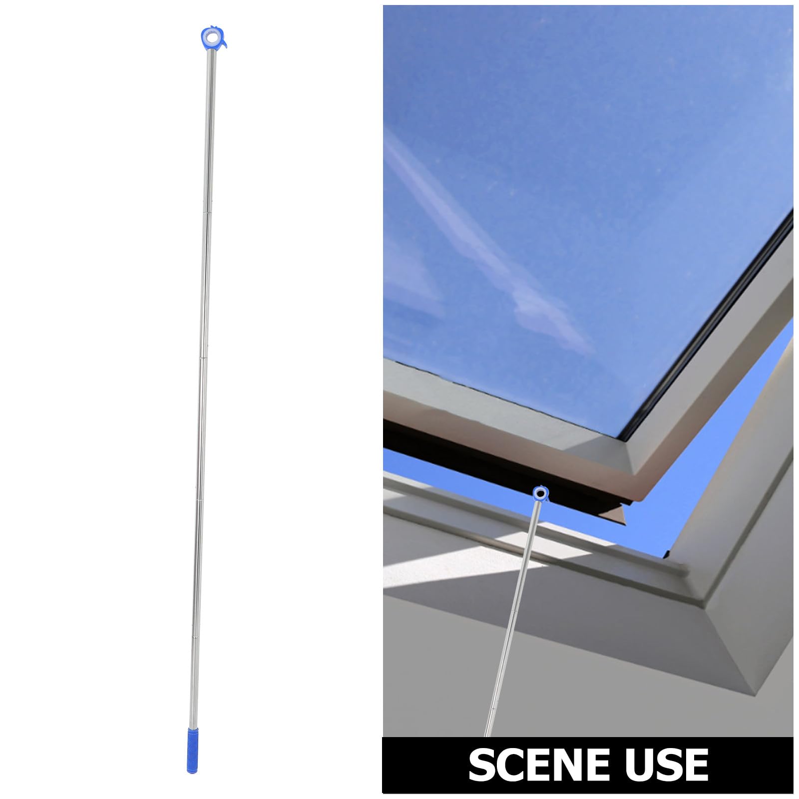 Ausziehbare Fensteröffnungsstange mit Apfelhaken 188cm Blau