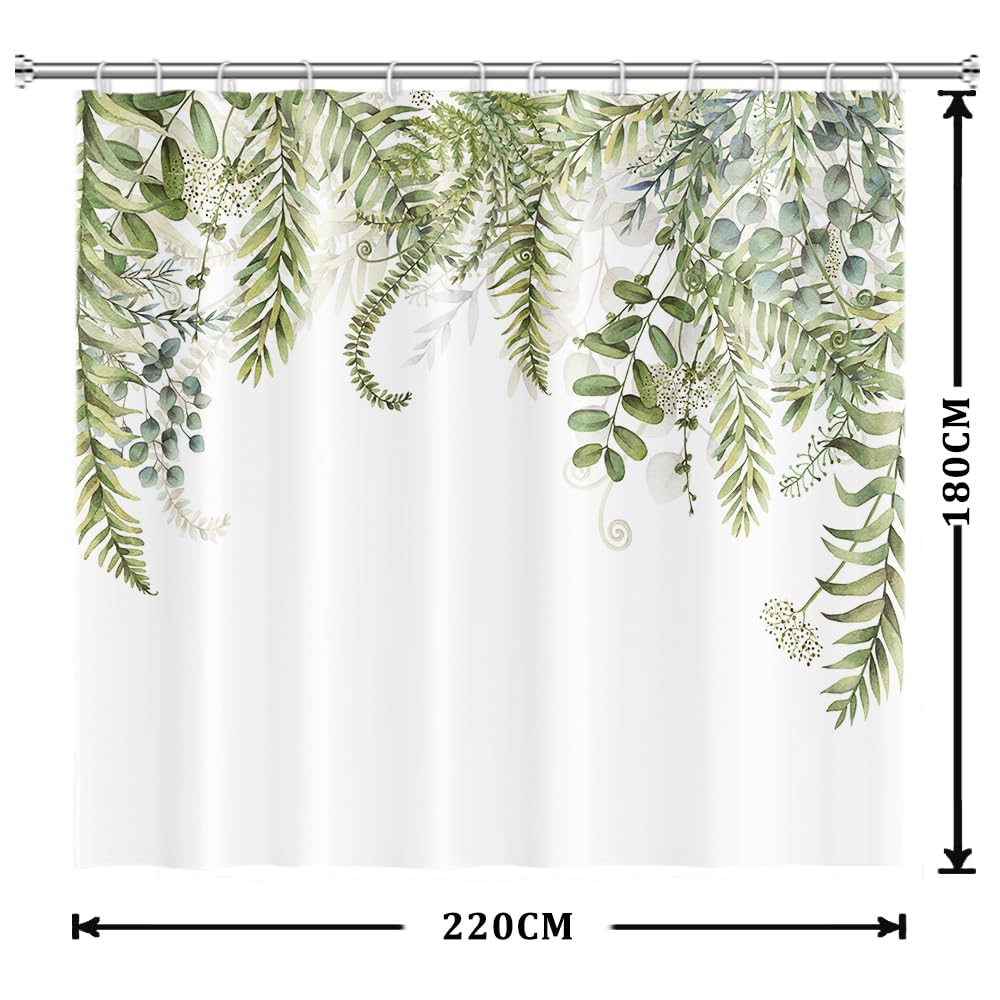 Uiiooazy Cortina de Ducha de Hoja Eucalipto, Cortinas de Ducha Verde Oro Abstracto Planta Cortinas de Baño Antimoho Impermeable Lavable Tejido de Poliéster Cortina Ducha con Ganchos 90x180cm — view 344