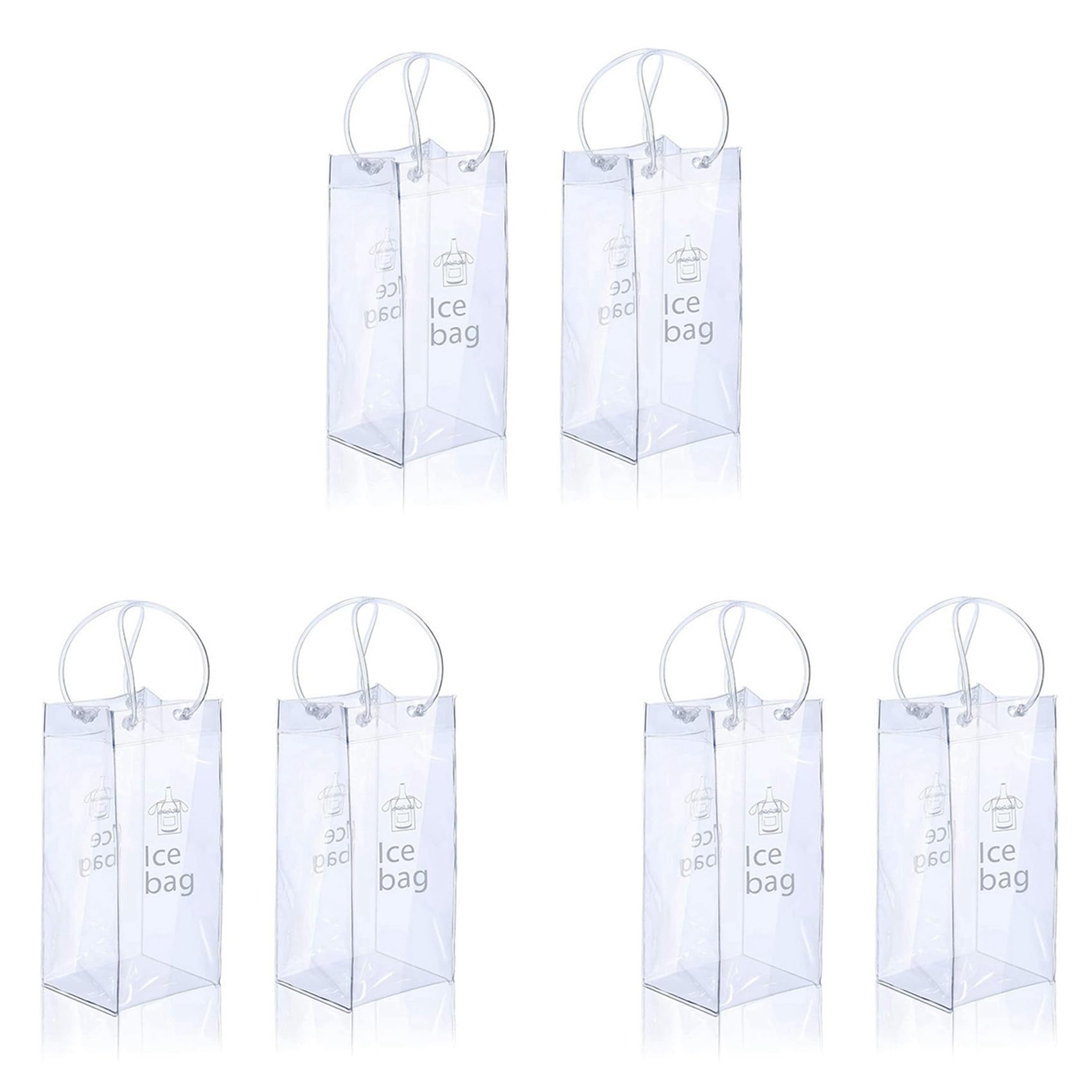 Hndhbfgrt Ice Wine Bag Portable Clear Wine Pouch Cooler with Handle for Party,Outdoor,Champagne,Cold Beer,6Pack