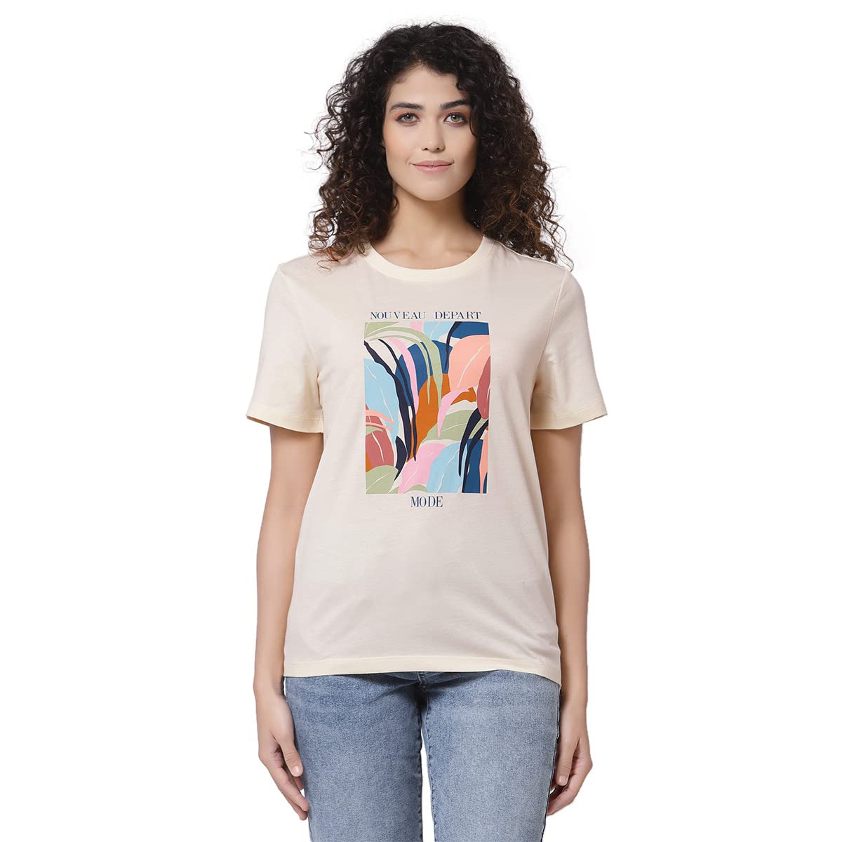 ModeBy Red Tape Women Ivory Round Neck T-Shirt