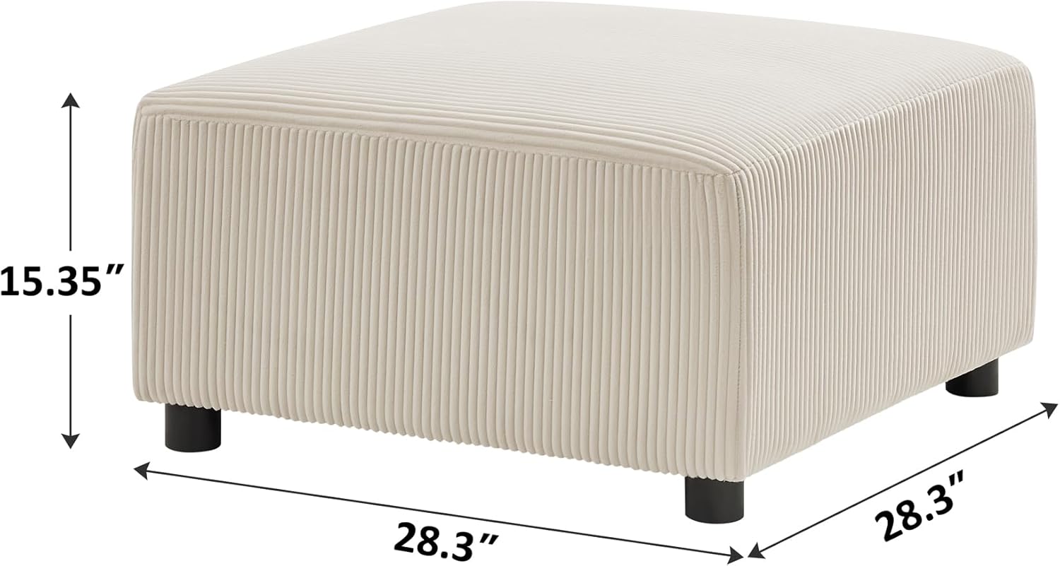 28.3" Square Ottoman for Modular Sectional Sofa, Stool Footrest Seat Cube, Replacement for Convertible Sectional Sofa Couch (Beige, Ottoman)
