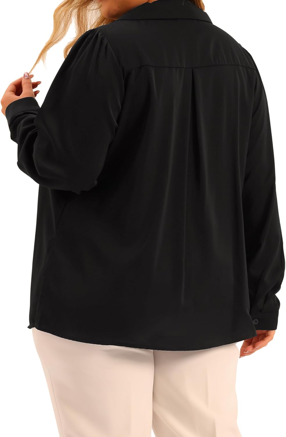 Agnes Orinda Plus Size Button Down Shirt for Women Casual Collar Long Sleeve Blouse Tops - Image 4