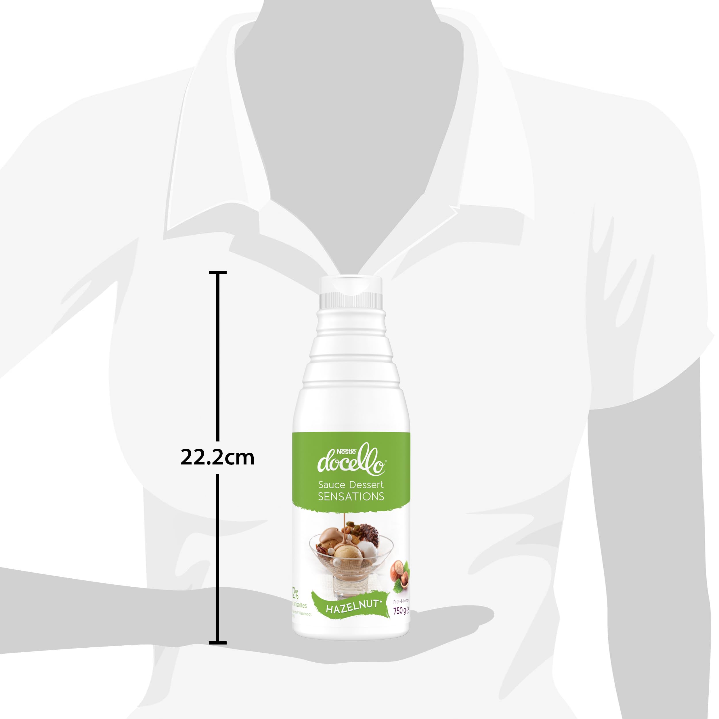 NESTLÉ DOCELLO Sauce Sensation Hazelnut - Sauce Dessert Noisette - Forte Teneur en Noisette (12%) - Aide à la Pâtisserie, Topping, Nappage Gâteau, Coulis - Bouteille Squeeze - 750g (Lot de 2)