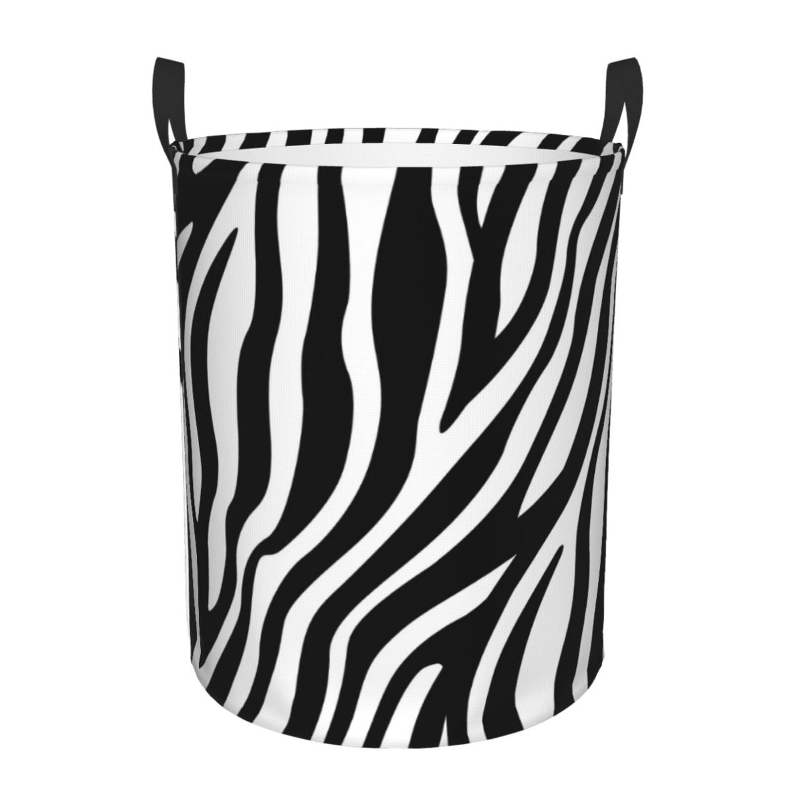M Collapsible Zebra fine lines Print Circular Hamper Round