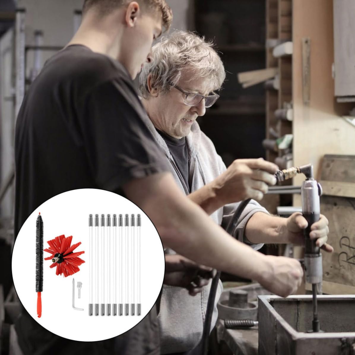Spazzola per Canna Fumaria in Nylon Aste Multiple Pieghevoli | Canne Metalliche e Camini in Mattoni, Installazione Semplice, Copertura Estendibile, Facile Uso