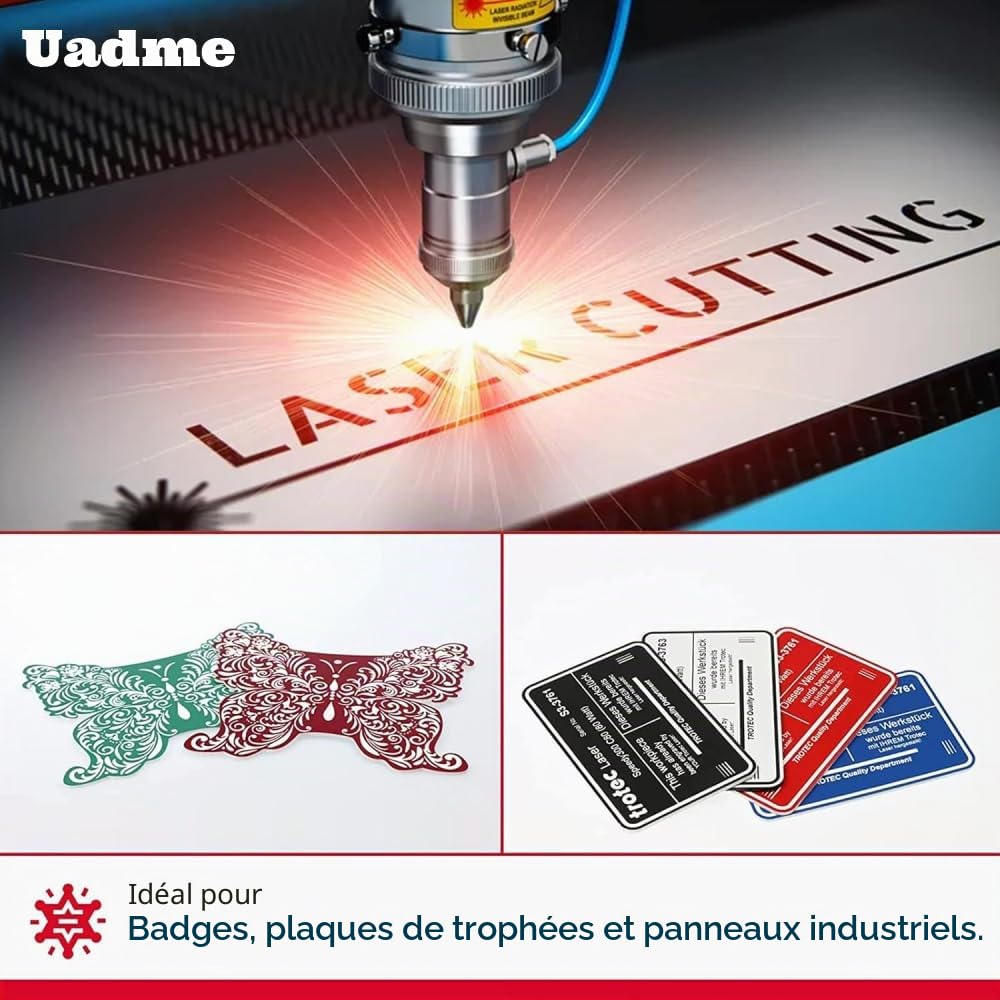 Feuille Plastique ABS, 30x20cm 1,3mm, 4 Plaques pour Gravure Laser, Plaque Gravée Personnalisée, pour Bureau à Domicile (Blanc sur Noir)