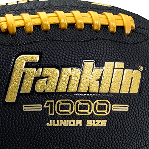 Franklin Sports Jugendfußball – 1000 Junior Kinder Fußball – Kunstleder Jugend Junior Ball für Kinder – Outdoor Allwetterbälle mit extra Grip – 1 Packung – Schwarz + Gold