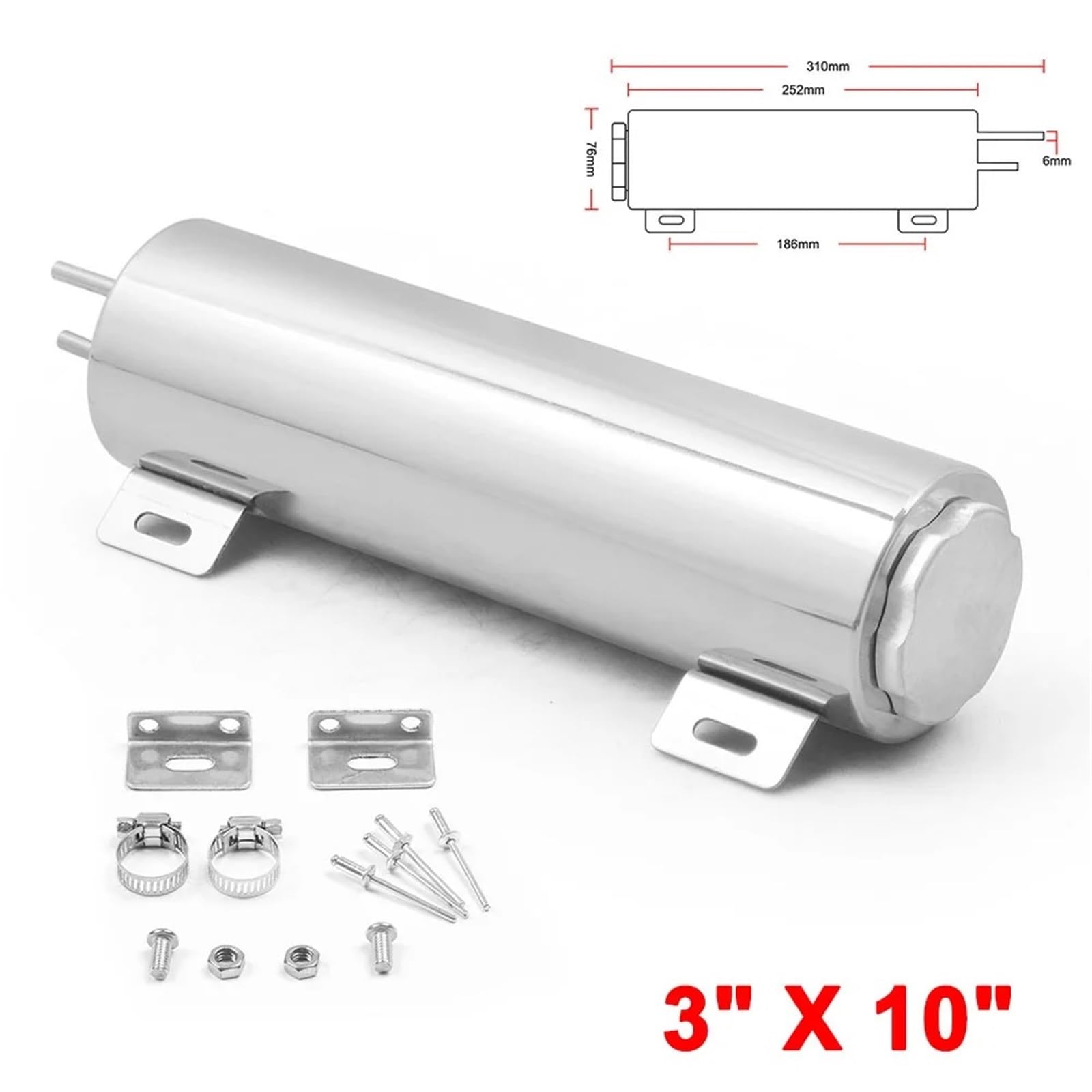 3" X 9",3" X 10" Polerowany Zbiornik Przelewowy Chłodnicy Butelka Ze Stali Nierdzewnej Modyfikacja Chłodnicy Akcesoria Do Chłodzenia Samochodu(3inch with 10inch)