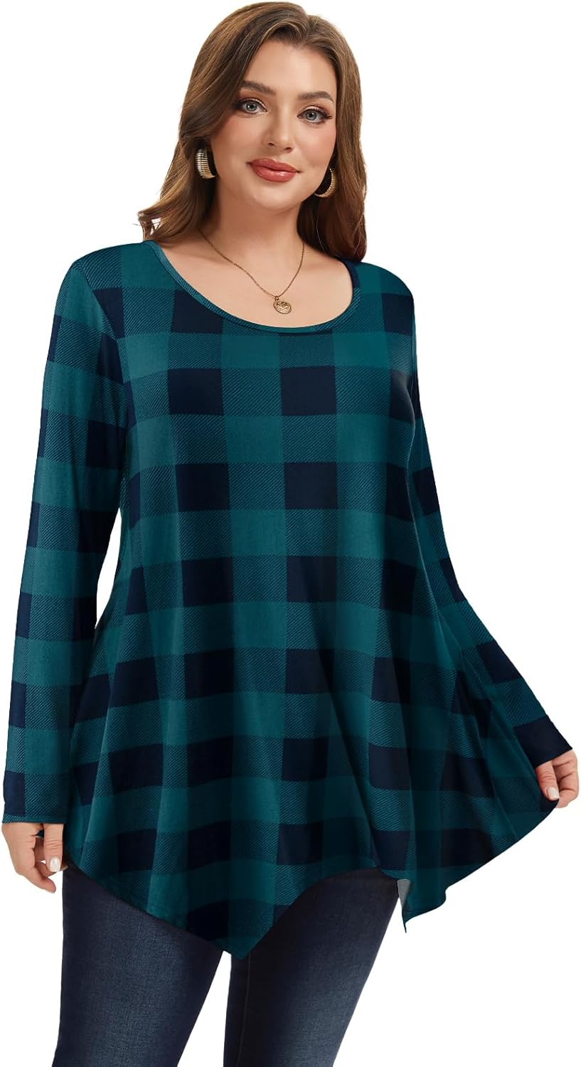 LARACE Womens Long Sleeve Flattering Comfy Tunic Loose Fit Flowy Top - Image 2