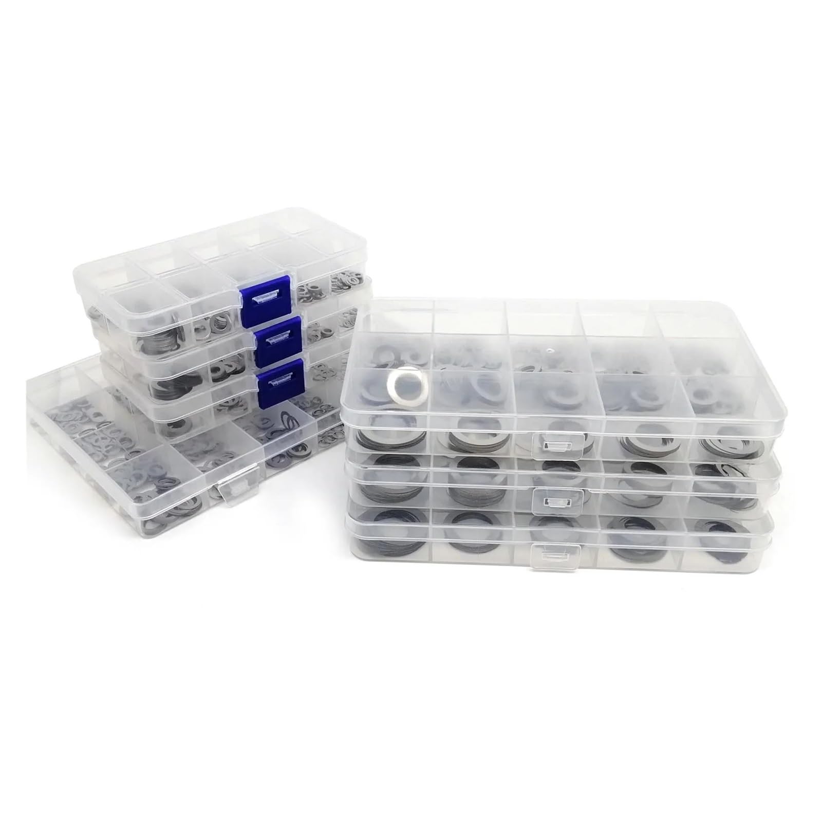 Assortiment de rondelles plates - 1 boîte de 0,1 mm, 0,2 mm, 0,30 mm d'épaisseur - Rondelles plates ultra fines - Kit de joints unis - Assortiment de tailles M3 à M20 en acier inoxydable 304 (0,2 mm