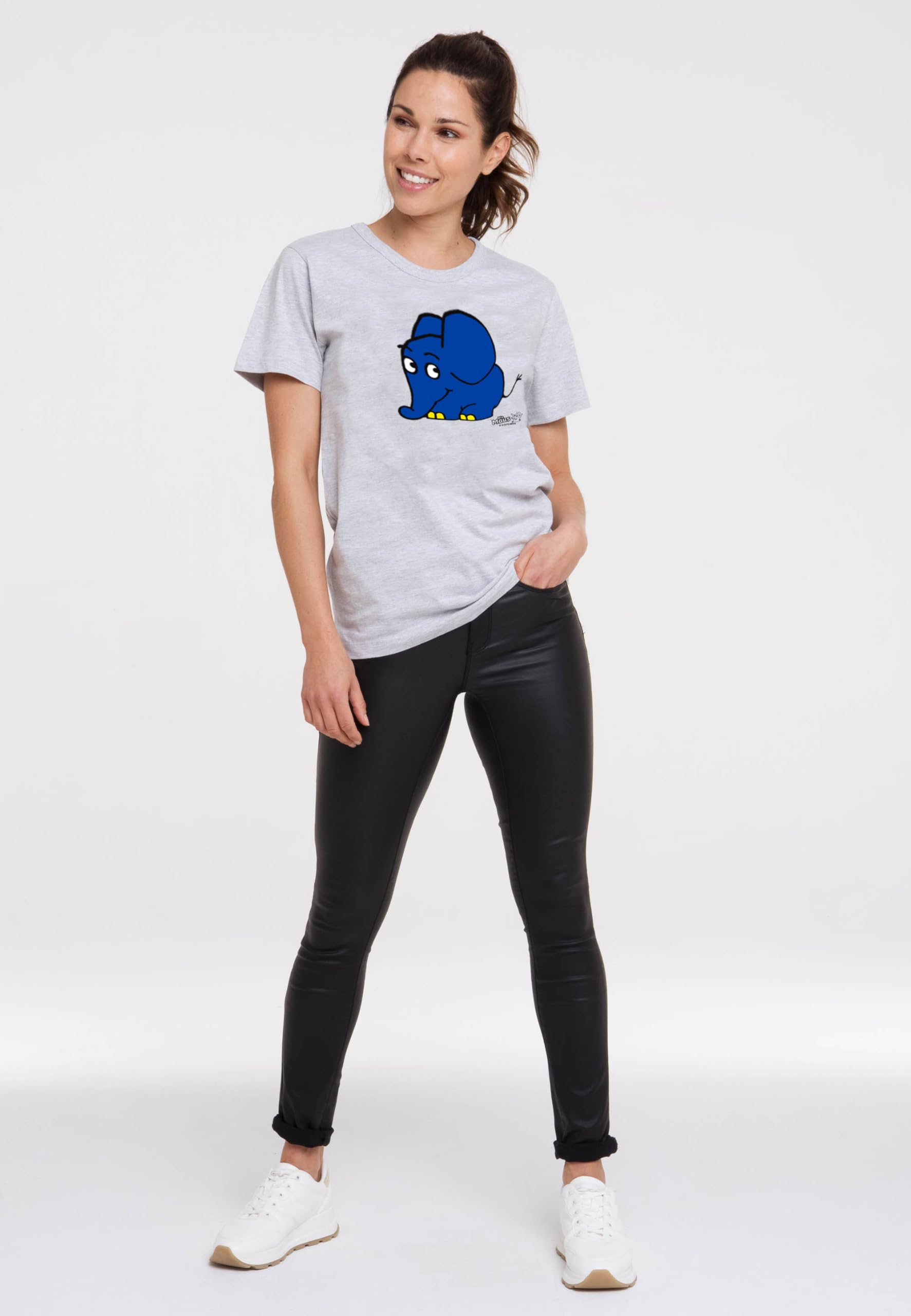 Logoshirt® Die Sendung mit der Maus T-Shirt Damen & Herren | Offiziell lizenziertes Blauer-Elefant-Motiv, weiche Baumwolle, lustiges Cartoon T-Shirt, ideal für Sendung mit der Maus-Fans