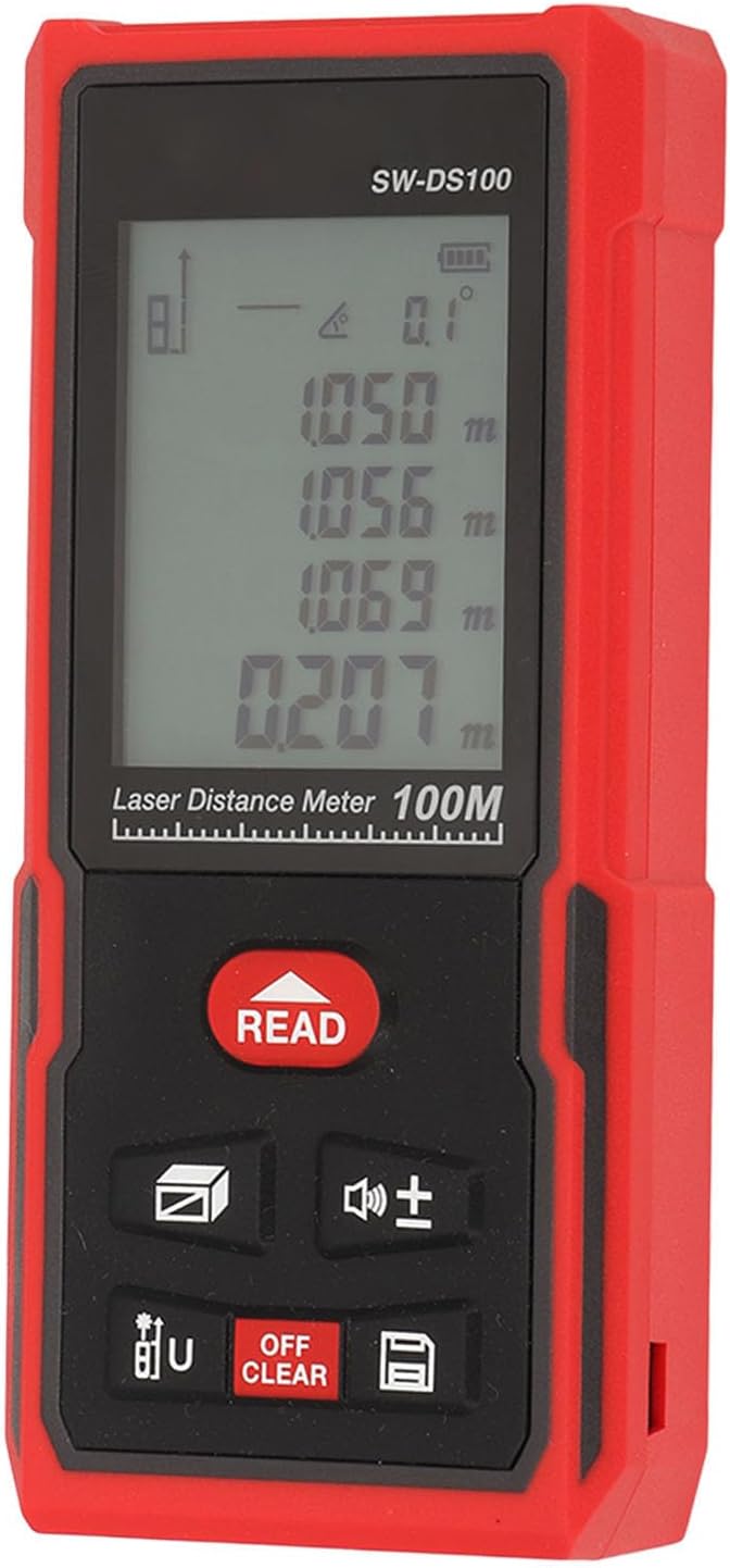 Laser Distance Gauge, 630 to 670nm 2mm Accuracy Anti Slip Self Calibration Laser Distance Meter for Factories