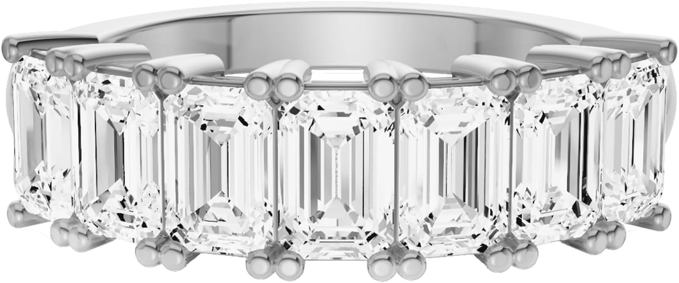 1/2 Carat to 3 Carat Lab Grown Diamond 7-Stone Wedding Band Ring | 14k Yellow or White Gold Seven Stone Band Ring | D-E Color and VS Clarity