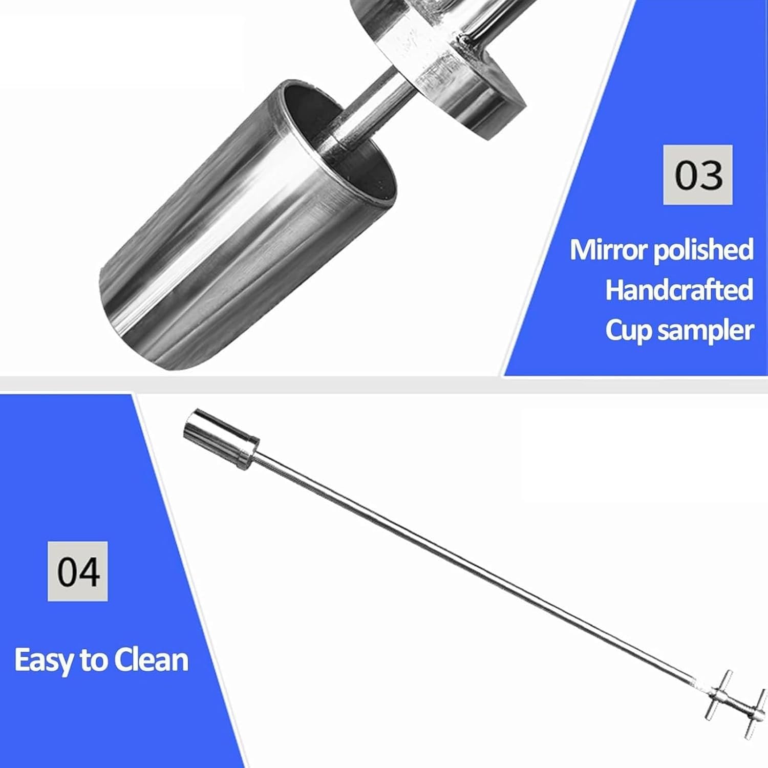 Sonda for campionatore di liquidi in acciaio inossidabile da 100 ml e 200 ml con scala for tubo di campionamento di liquidi industriali da laboratorio(0.5m/1.6ft(100mL))