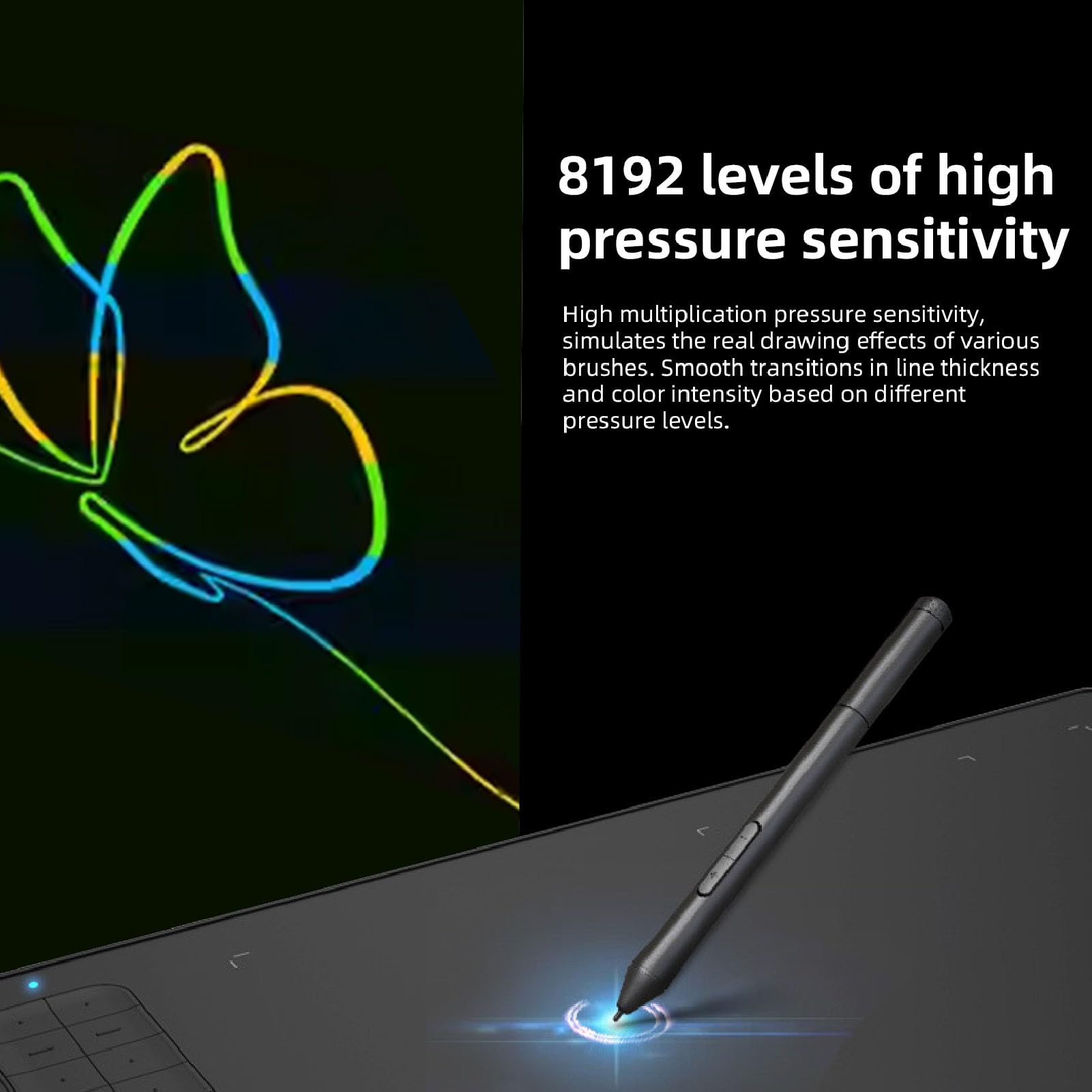 SENECESLI Tableta Gráfica Digital G12, Tableta de Dibujo Gráfico, 8192 Niveles de Sensibilidad a la Presión, Lápiz óptico Inclinable sin Batería y 20 Teclas de Acceso Directo para, Mac,