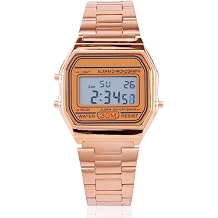 Electronic Watch 3 Colors LED Digital Watch Stainless Steel Strap Rectangular Dial