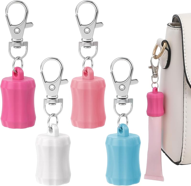 Classicseali Suporte de Silicone para Bálsamo Labial com Chaveiro, 4 Unidades