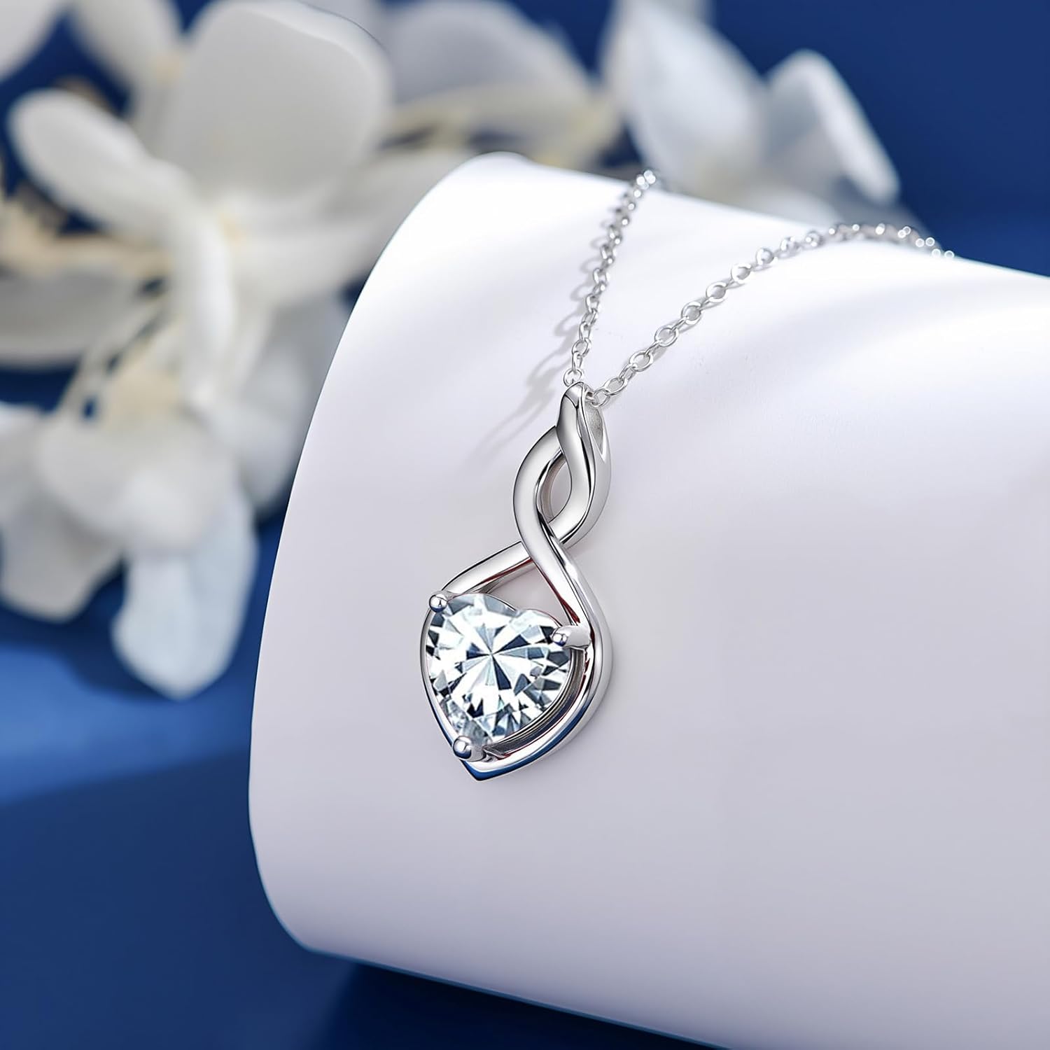 Birthstone Necklace for Women 925 Sterling Silver Heart Infinity Necklace Love Jewelry Anniversary Birthday Gifts for Women Wife Mom - Image 4
