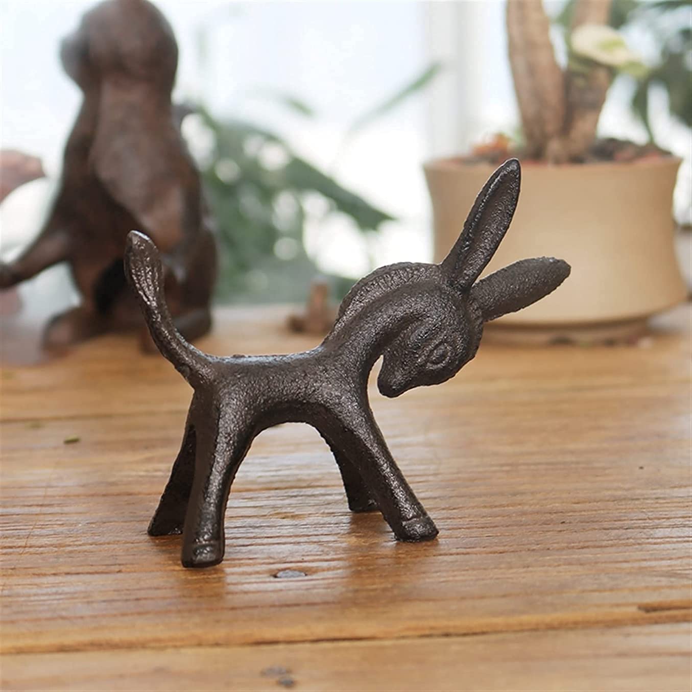 Vintage żeliwne figurki osiołka, miniaturowe ozdoby ze zwierzętami na zewnątrz, dekoracje do doniczek ogrodowych, 9,5 cm wys