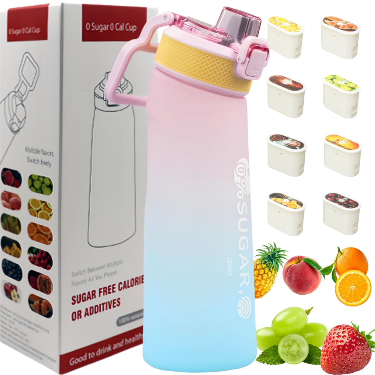 Putextile Water Bottle with 1 Flavor Capsule, 2.0 Upgraded Version, 700ml, BPA Free, for Gym and Outdoor Activities (Color E + 1 Random POD) โ image 1