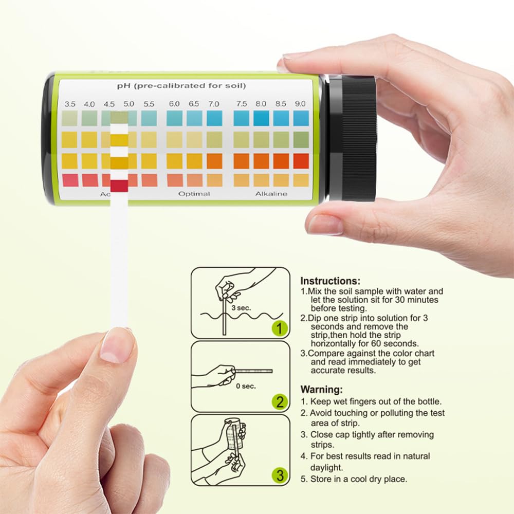 Editbar pH-tester, stripkit met 100 tests, voor het testen van tuinen, huizen, gazons, tuinen