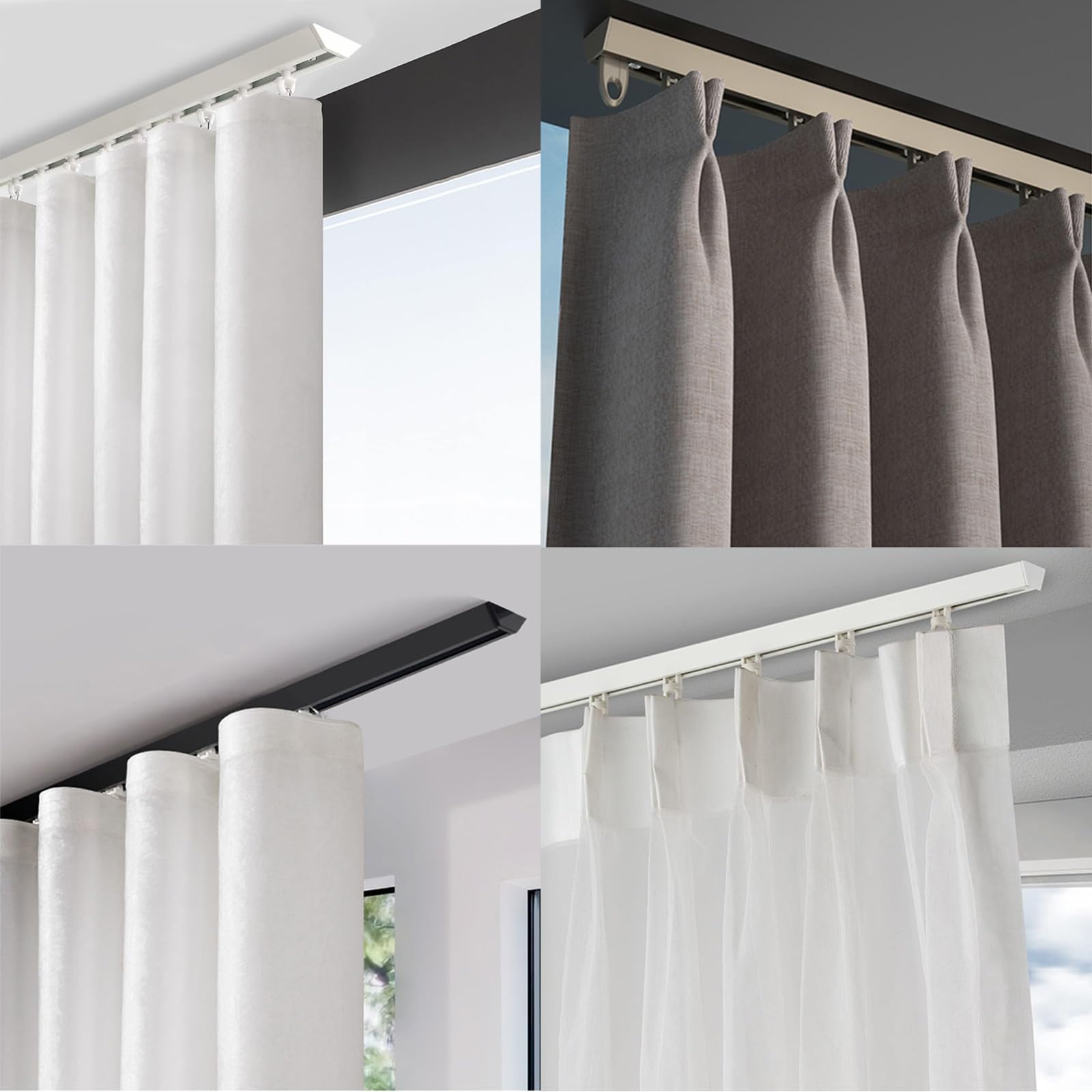 Aluminiowy system szyn sufitowych, 1-5 m, pręty dzielące pomieszczenie do białego montażu sufitowego, idealne do dzielenia domu i biura