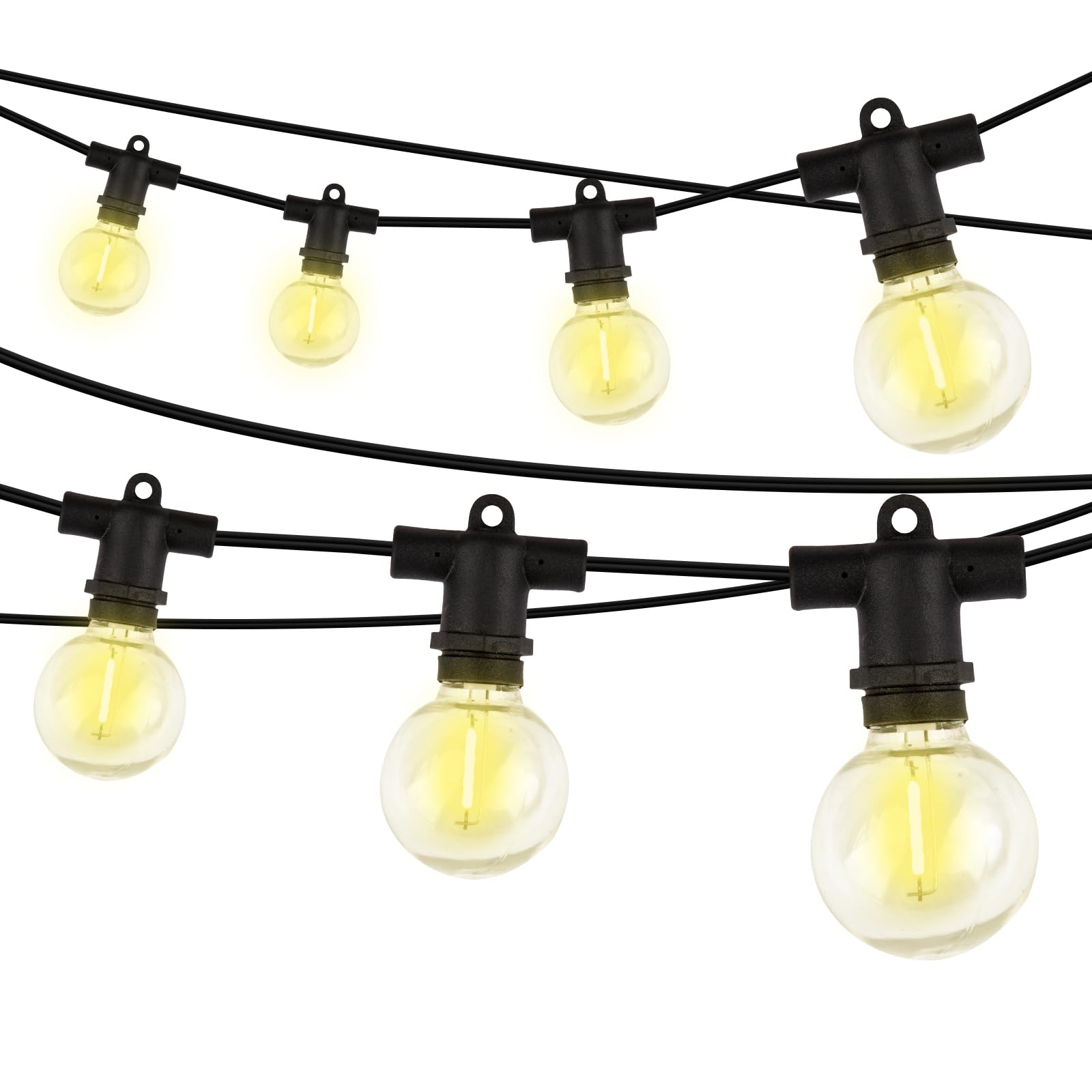 25-Foot G40 Outdoor String Lights with 18 sockets 2700k Warm Light Shatterproof and Waterproof Providing a Warm and Soft Glow. Ideal for patios, Gardens, or terraces (25 ft)