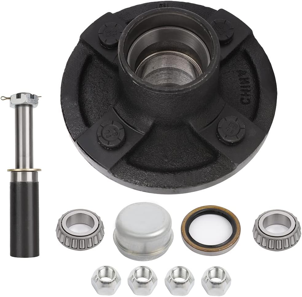 Trailer Hub Kit for 2000 lbs axle 1 1/16 - L44649 Spindle - 4 to 4 Bolt Idler Hub & 1 Round BT8 Spindle Trailer Axle Hub Wheel Bearing Kits