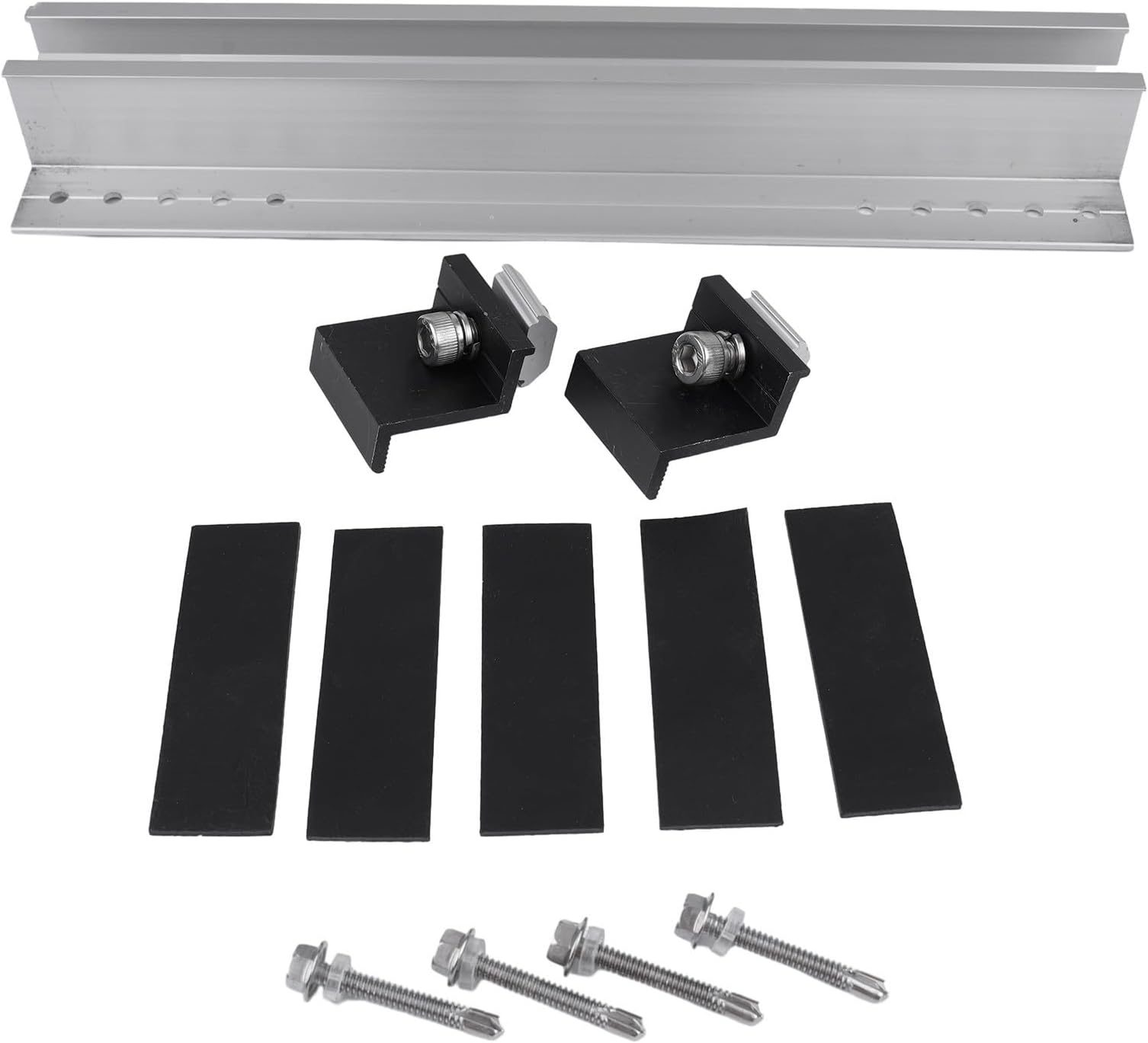 Aluminium Solar Panel Mounting Rail Roofs – Trapezoidal Sheet Pv Bracket System Having End Clamps Middle Clamps (30mm/35mm Compatible) – 4-piece or 6-piece Set(Set 1（ 35mm）)