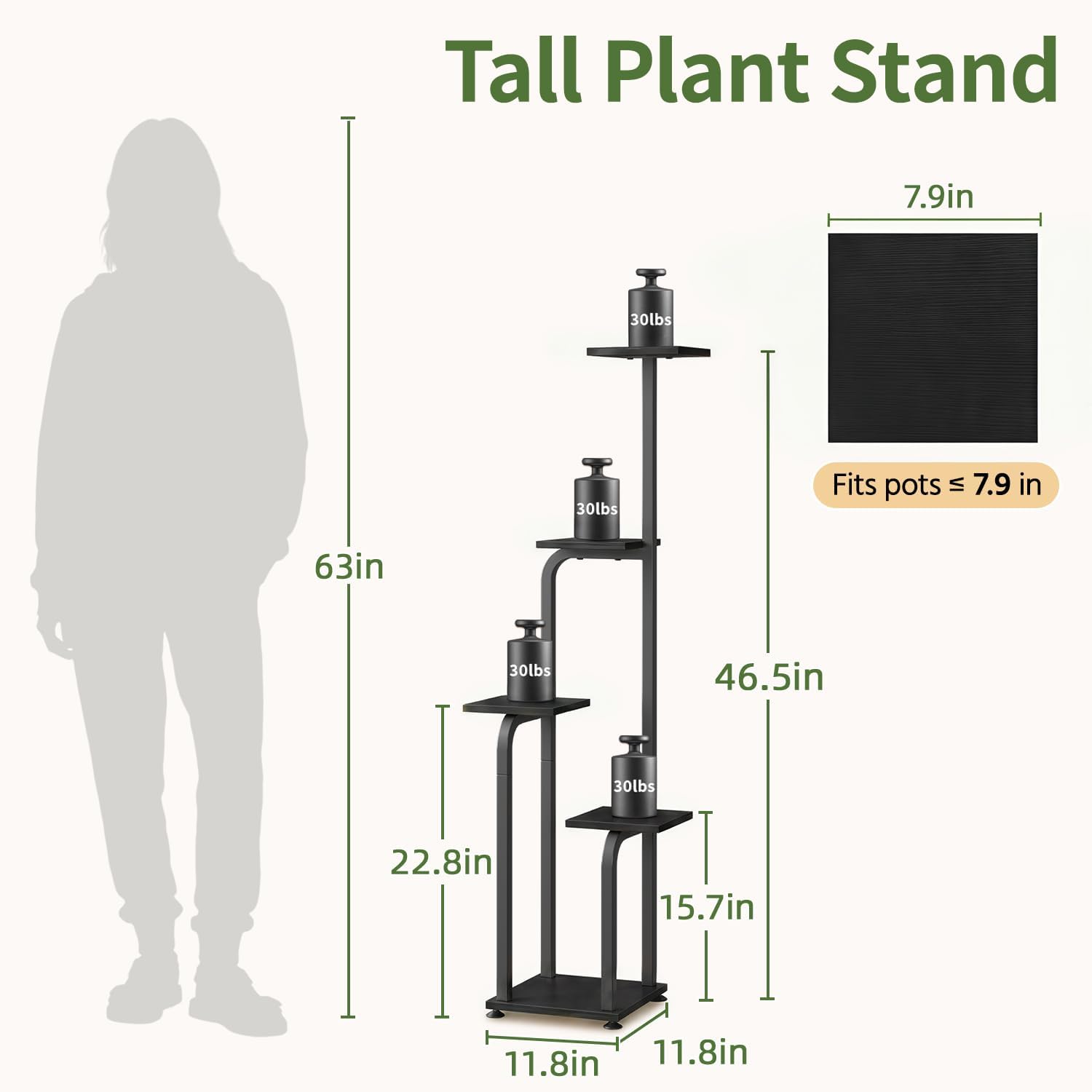 LASZOLA Plant Stand Shelf Tall for Indoor Corner Flower Rack, 5 Tier Black image 2