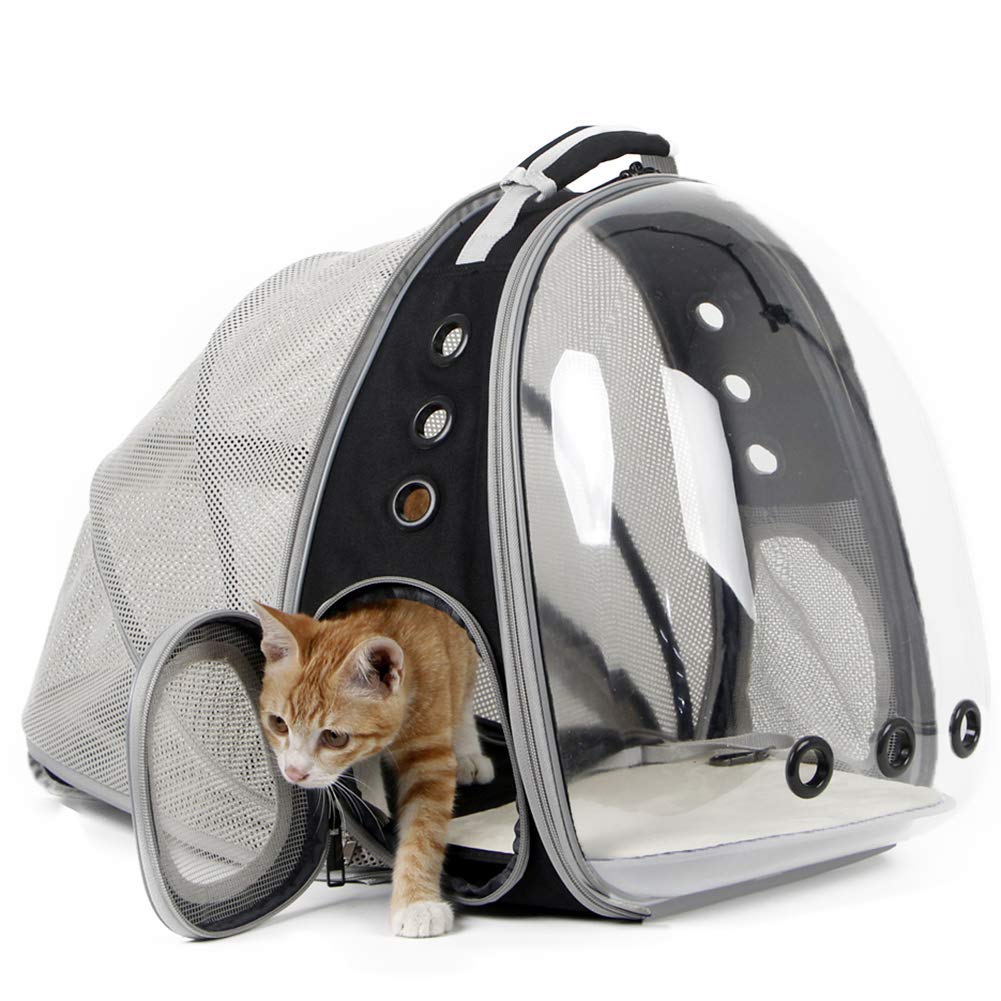 Bolsa para gatos extensible para gatos Mochila portátil para mascotas Cachorro de viaje al aire libre Mochila transportador Transportador Bolsa para gatos Suministros para mascotas Gris
