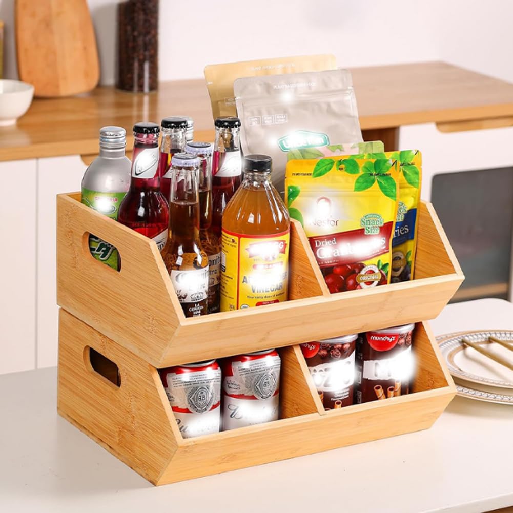 Gewürzbox und Aufbewahrungsregal aus Bambusholz, elegante Küche, 35 x 10 x 30 cm, perfekt für Gewürze, Gewürze und Küchenutensilien