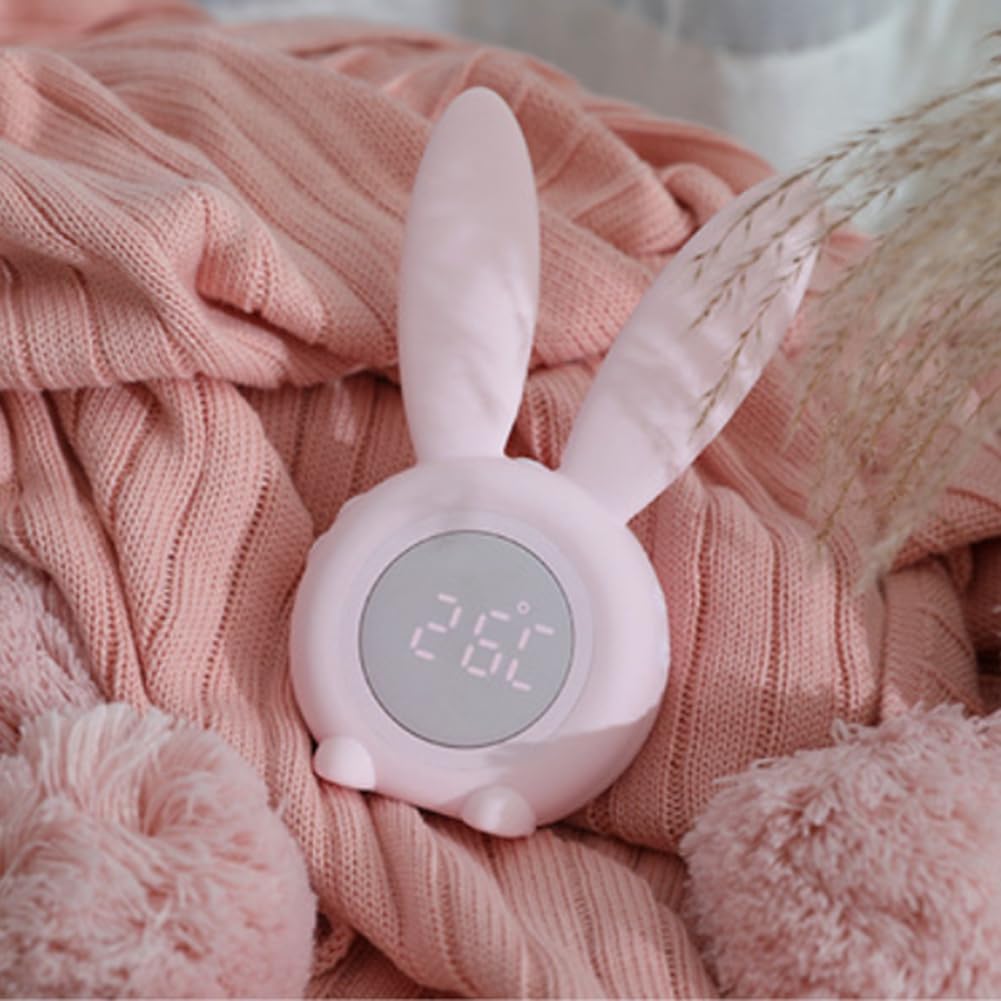 Lampe de Nuit Mignonne, Horloge Numérique à LED de Dessin Animé, Affichage LED Électronique, Contrôle du Son, Horloge de Bureau Rechargeable