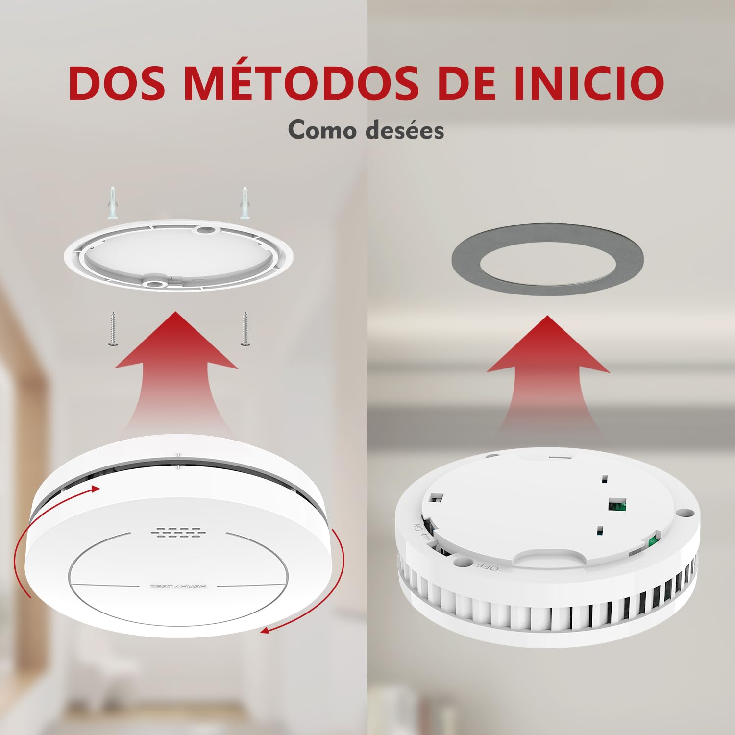 RUNIDUR Mini Detector De Humo Set Batería de 10 Años, Detector de Incendios sin Falsas Alarmas, Detector de Incendios Plano para Pegar sin Taladrar, Blanco, 12 Piezas