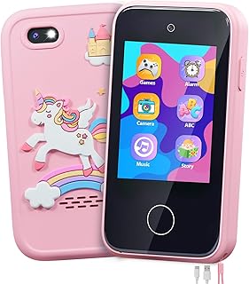 لعبة موبايل سمارت للأطفال والبنات من ايرتيو بكاميرا مزدوجة من 3-7 سنوات، لعبة موبايل تعليمية للأطفال الصغار، لعبة للسفر بمشغل موسيقى ام بي 3 لهدايا عيد الميلاد للأطفال 3 4 5 6 7 سنوات (وردي 1)