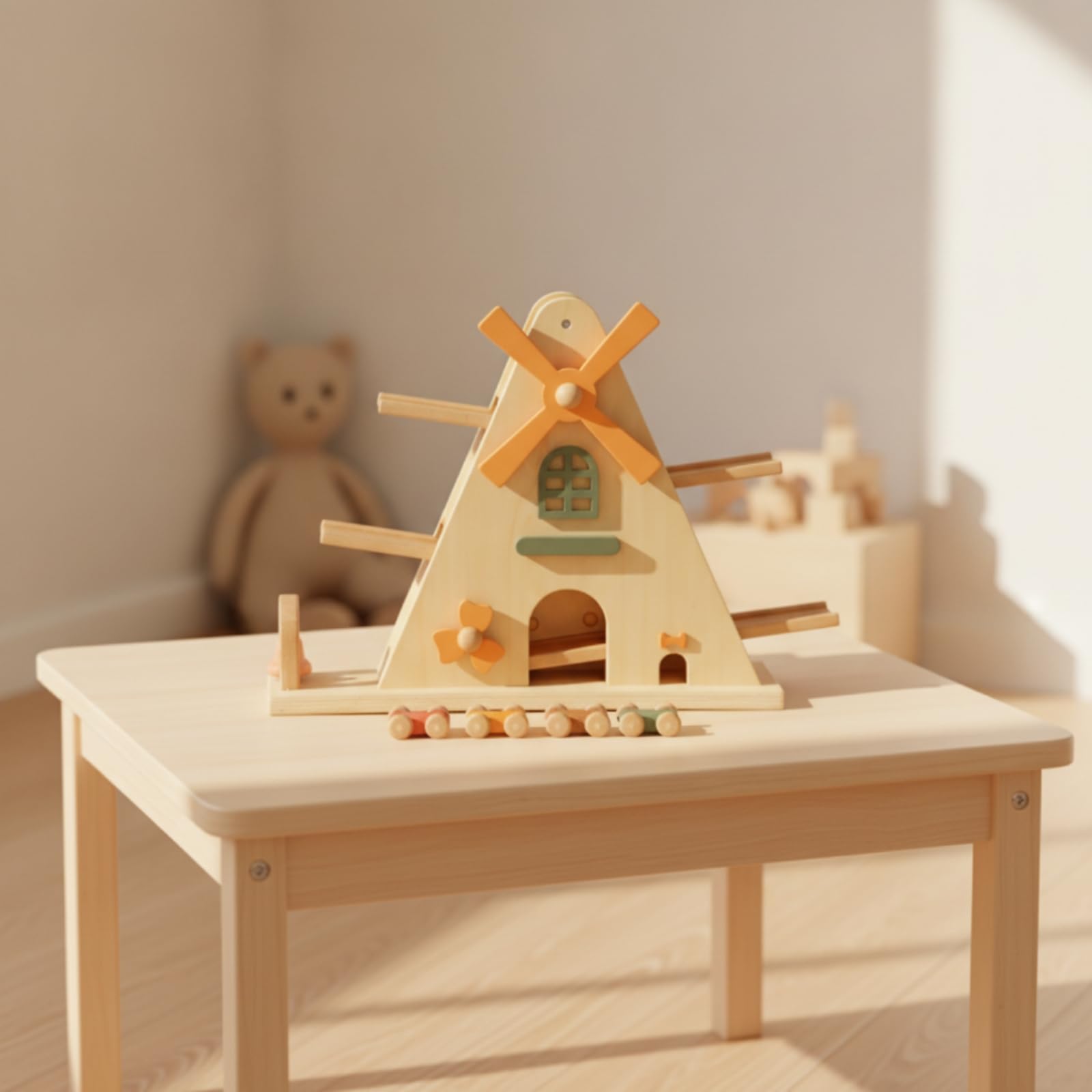 Gioco Educativo in Legno da Tavolo Pista Delle Biglie in Legno Didattico Gioclo per Bambini, Asilo Nido